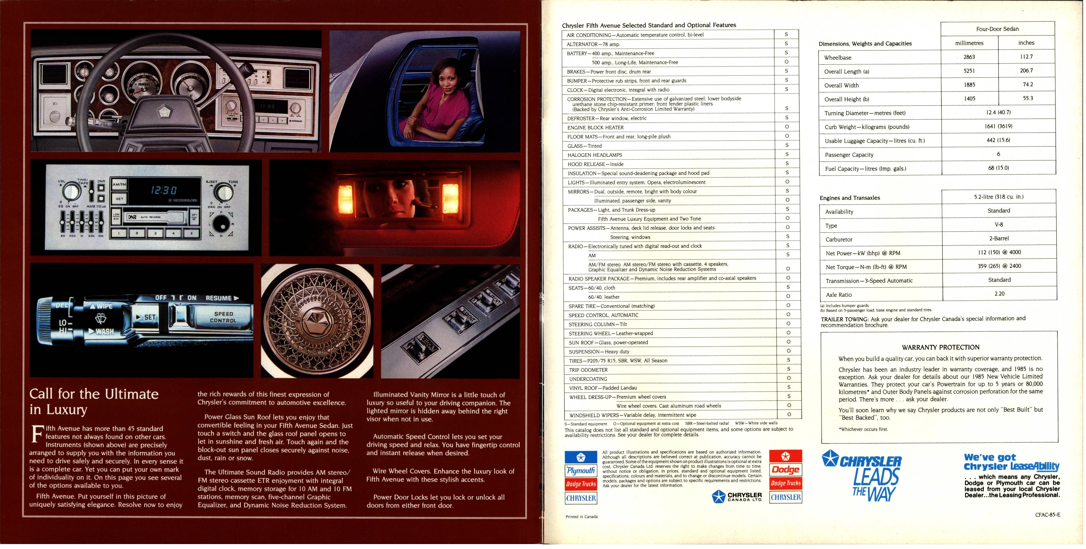 1985 Chrysler Fifth Avenue Brochure Canada 06-07