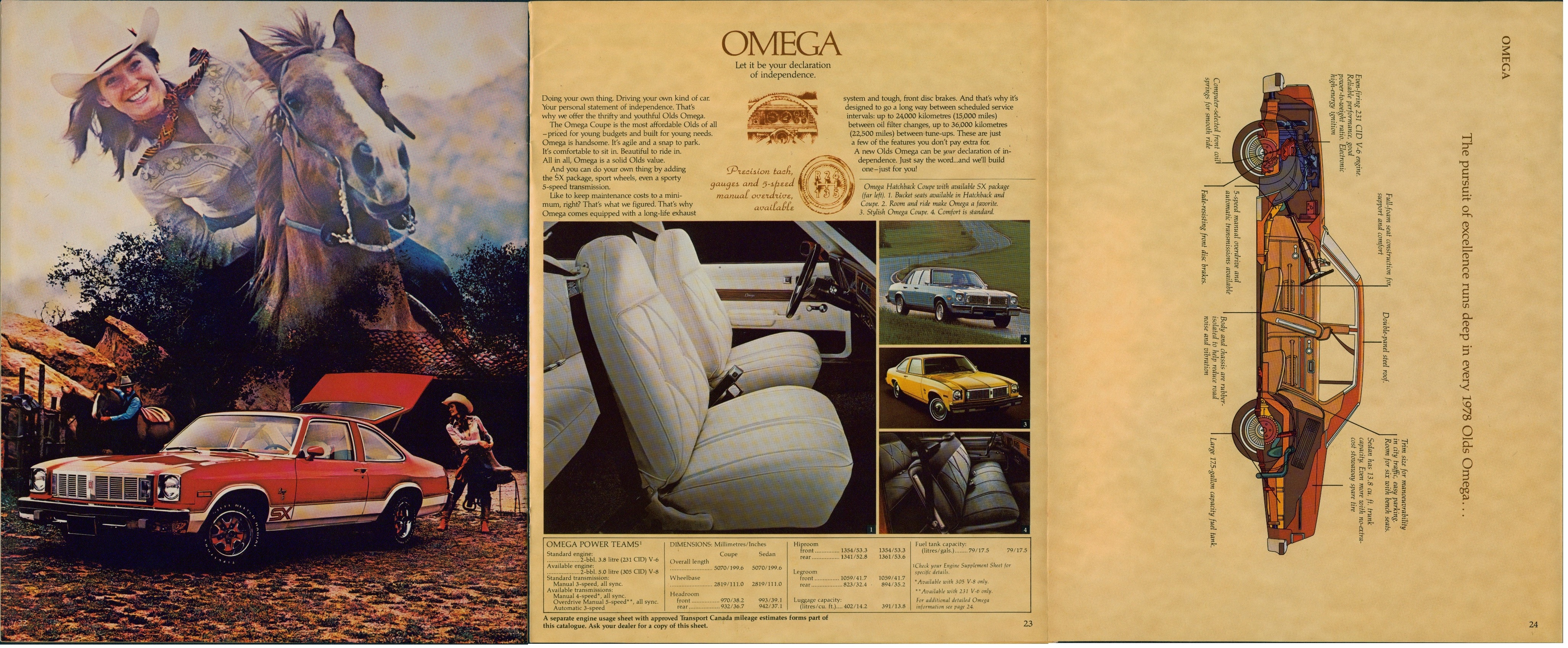 1978 Oldsmobile Cutlass & Omega Brochure Canada 22-23-24
