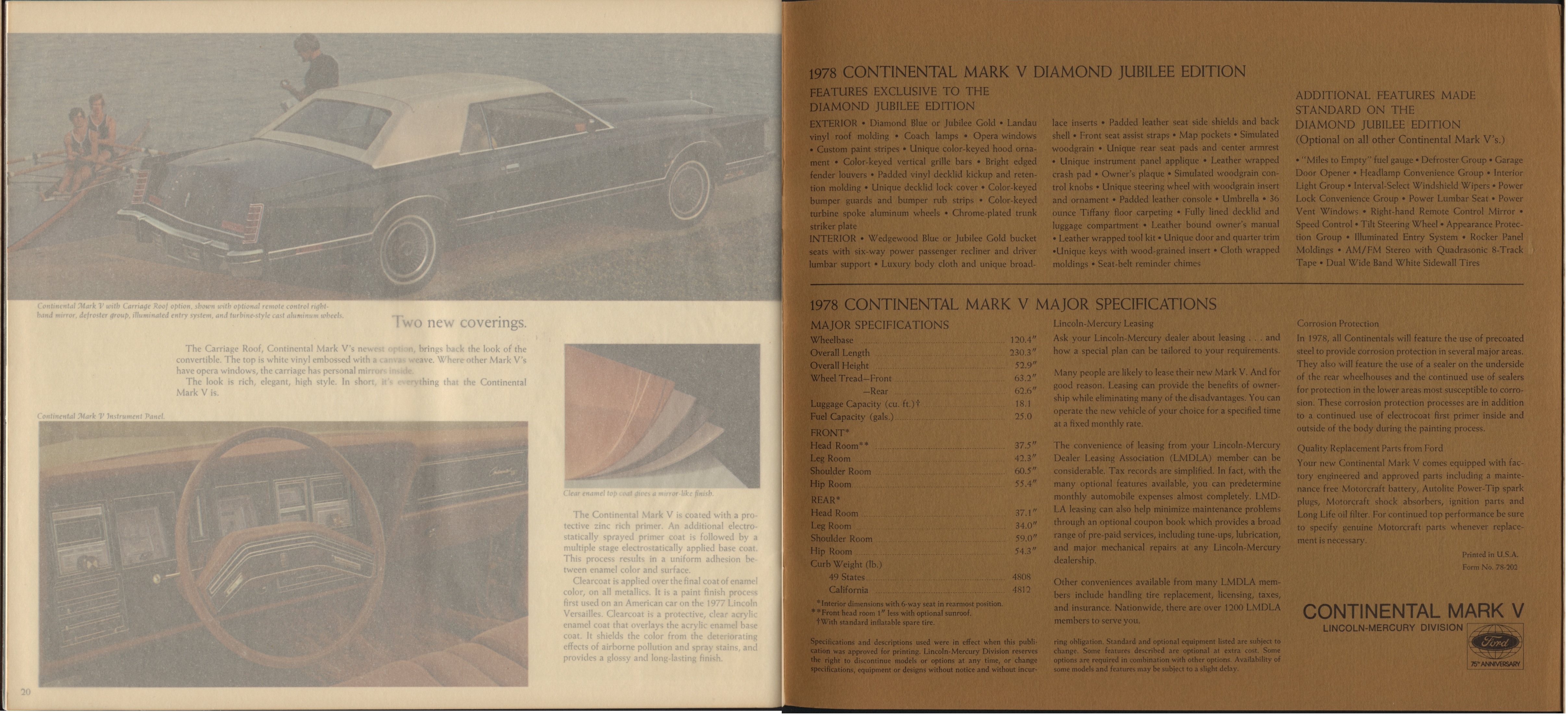 1978 Lincoln Continental Mark V Brochure 20-21b