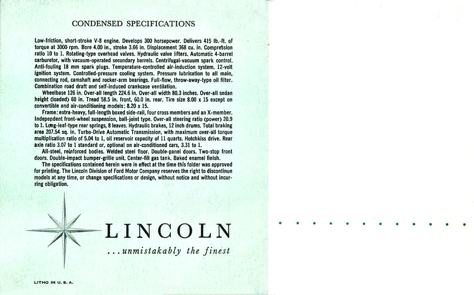 1957 Lincoln Quick Facts-16