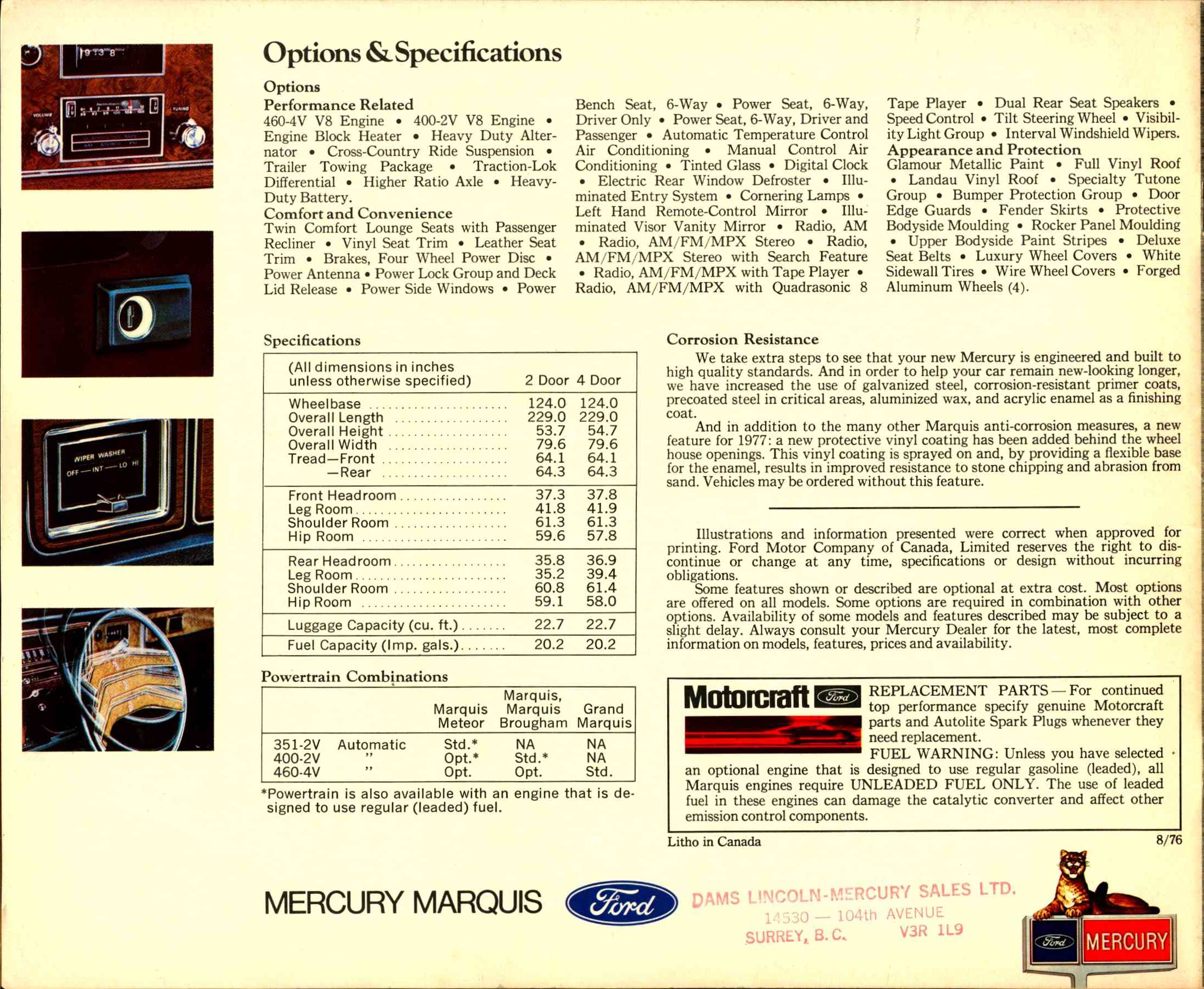 1977 Mercury Marquis Brochure Canada 12
