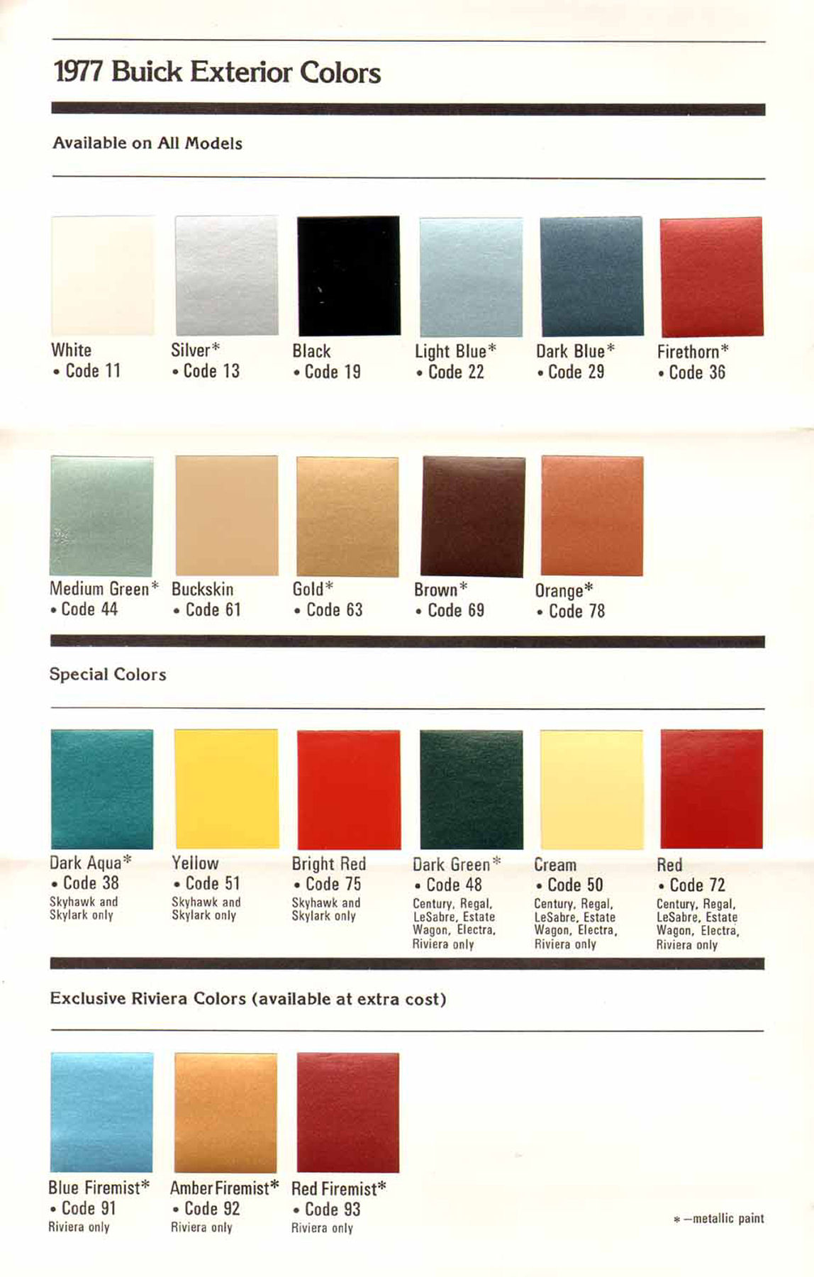 1977 Buick Exterior Colors Chart-02-03-04