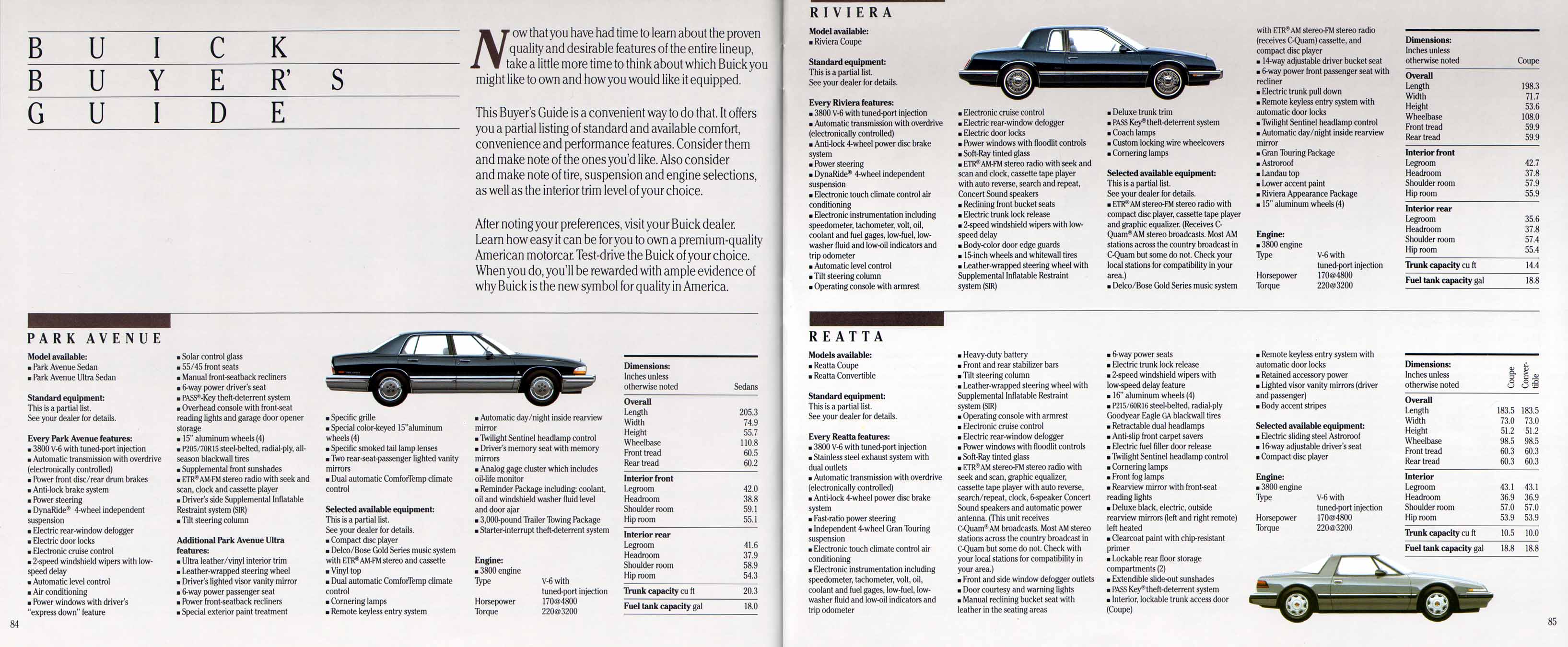 1991 Buick Full Line Prestige-86-87