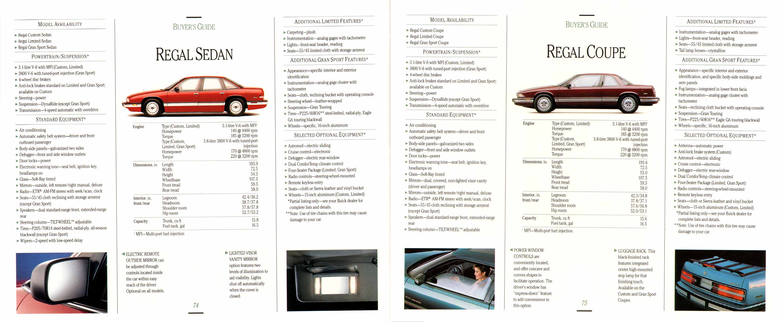 1992 Buick Full Line Prestige-74-75