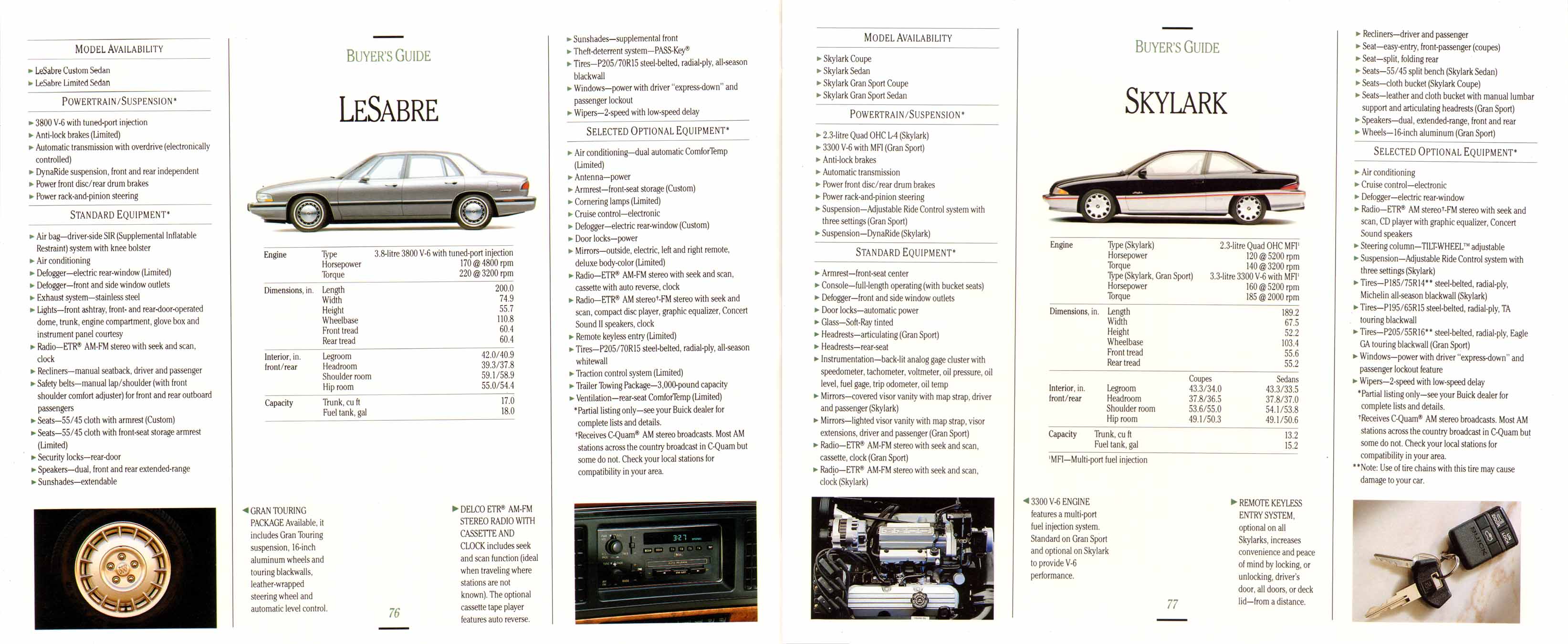 1992 Buick Full Line Prestige-76-77