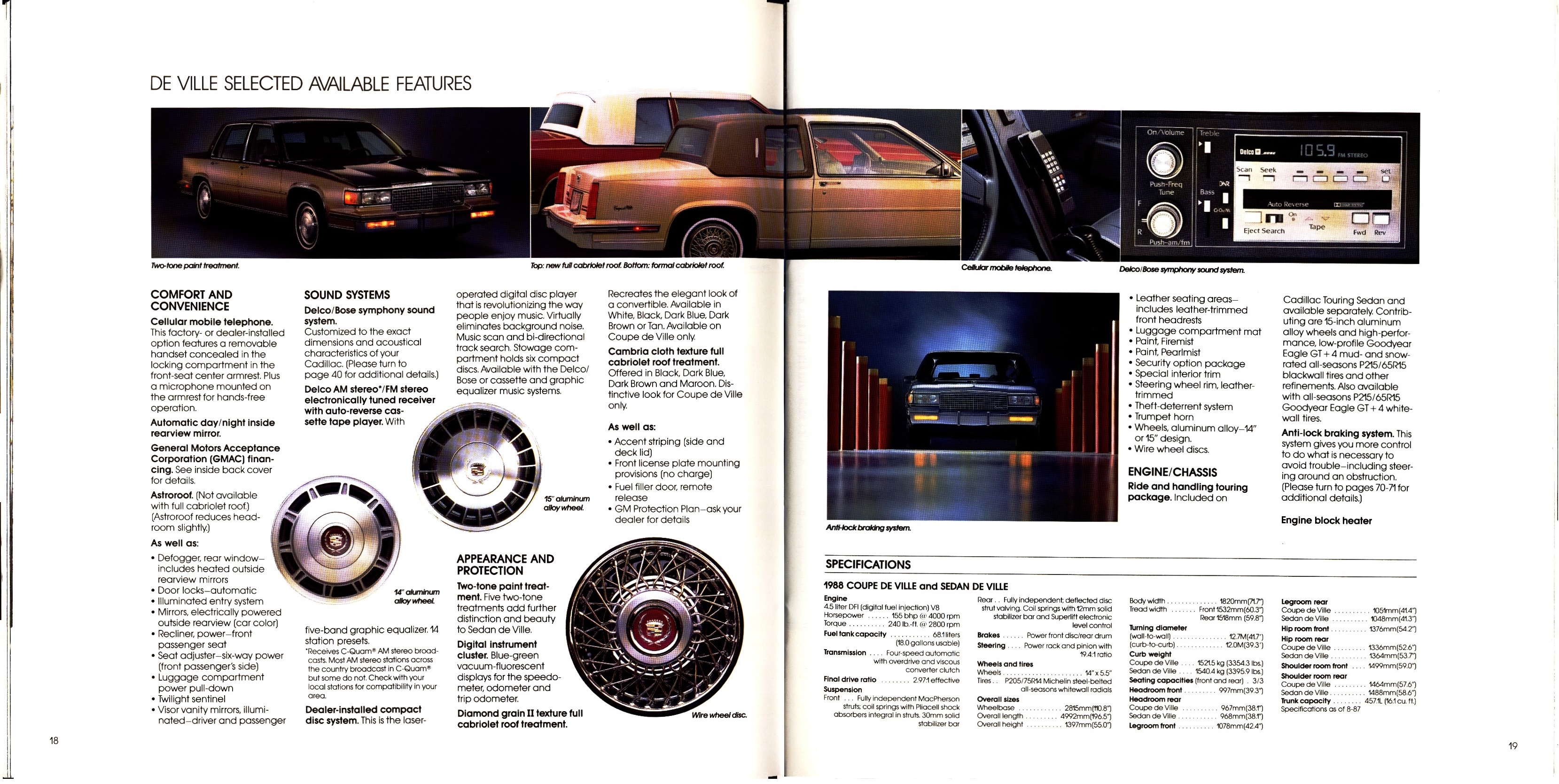 1988 Cadillac Full Line Prestige Brochure 18-19
