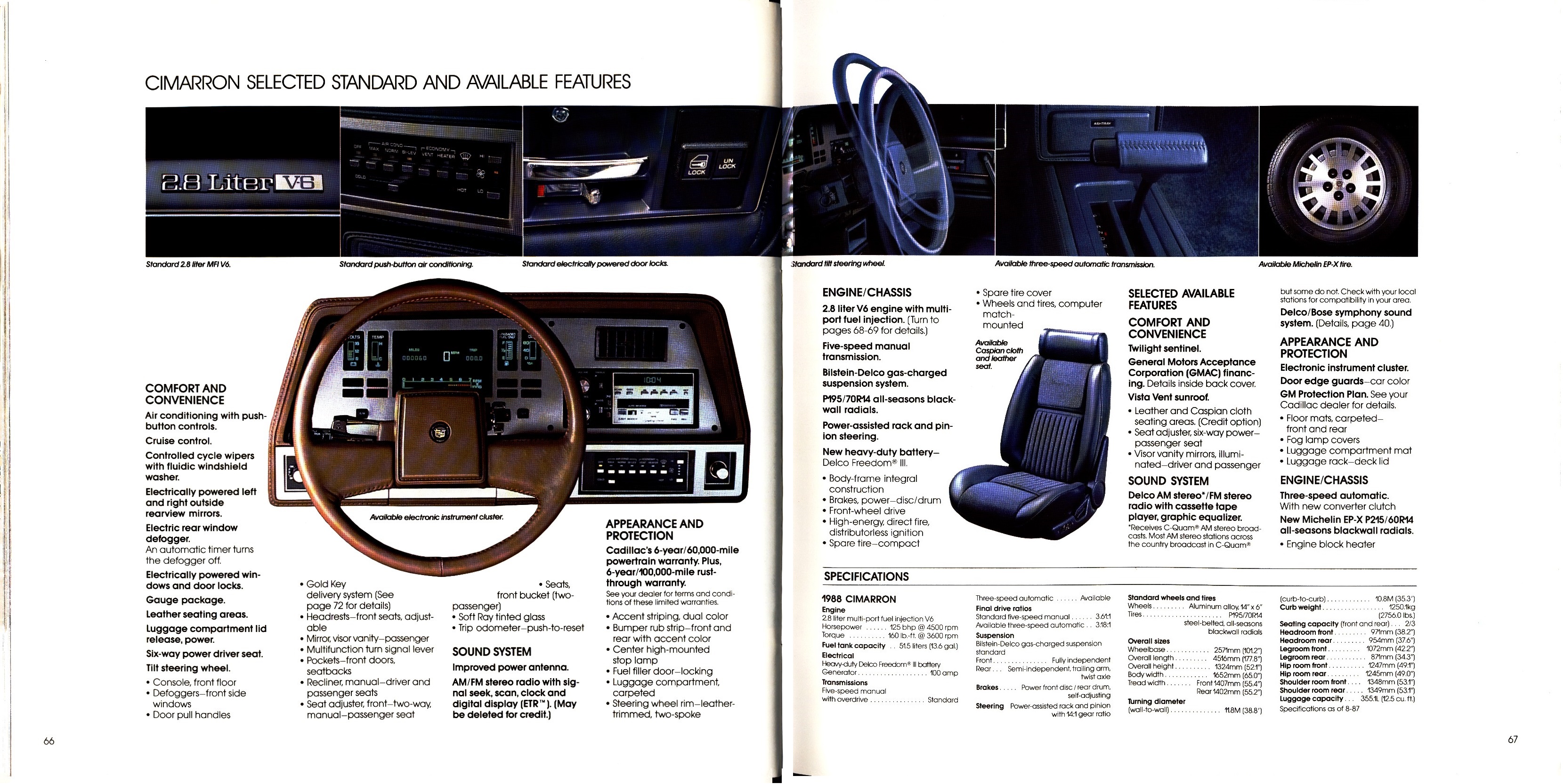 1988 Cadillac Full Line Prestige Brochure 66-67