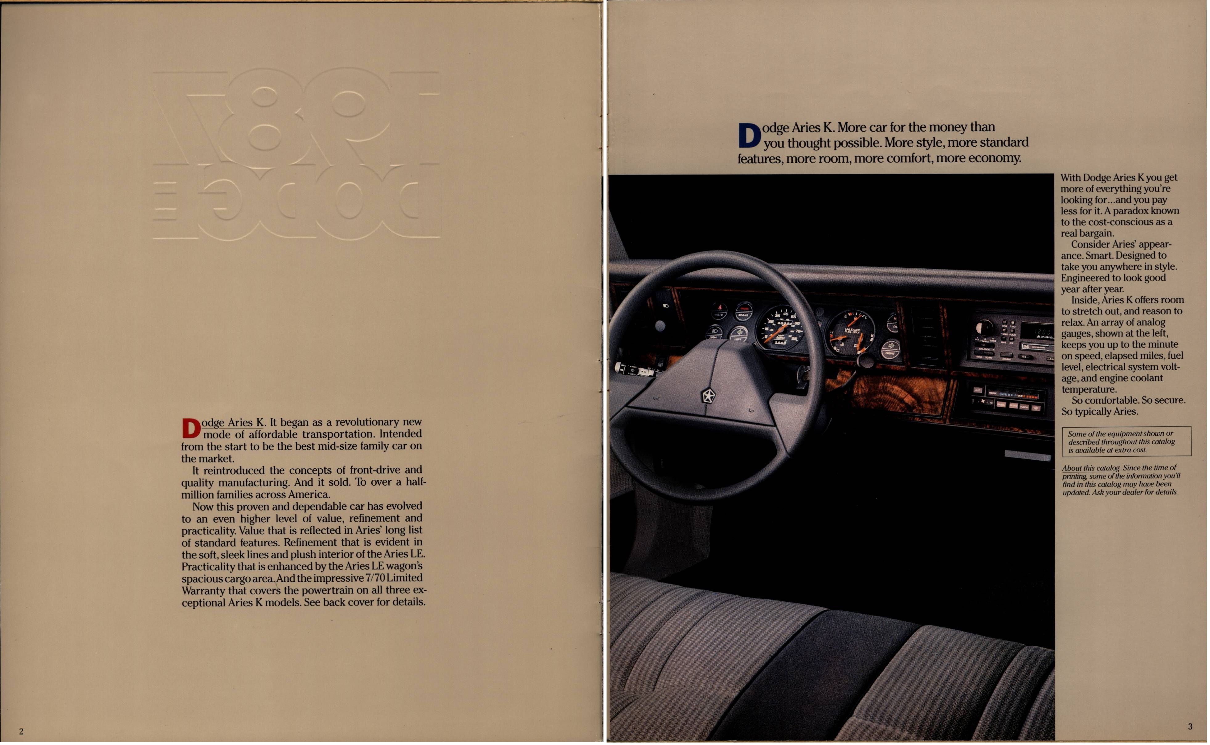 1987 Dodge Aries K Brochure (Rev) 02-03
