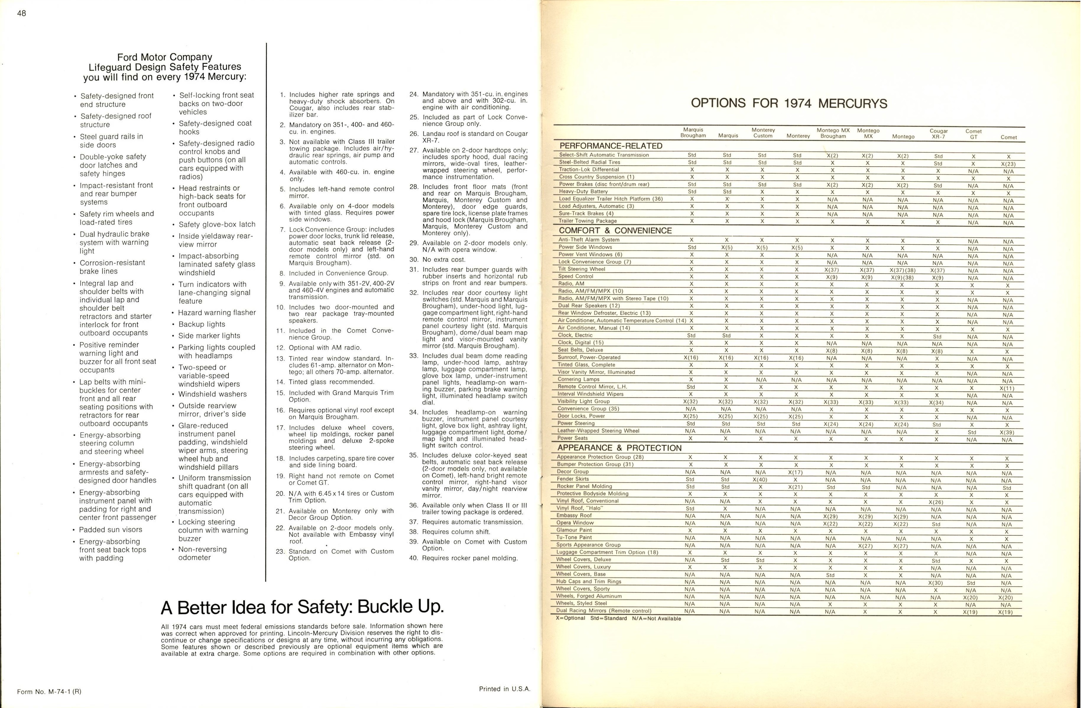 1974 Mercury Full Line Brochure 48-49