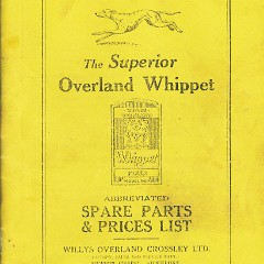 1929 Overland Whippet Four Spare Parts List