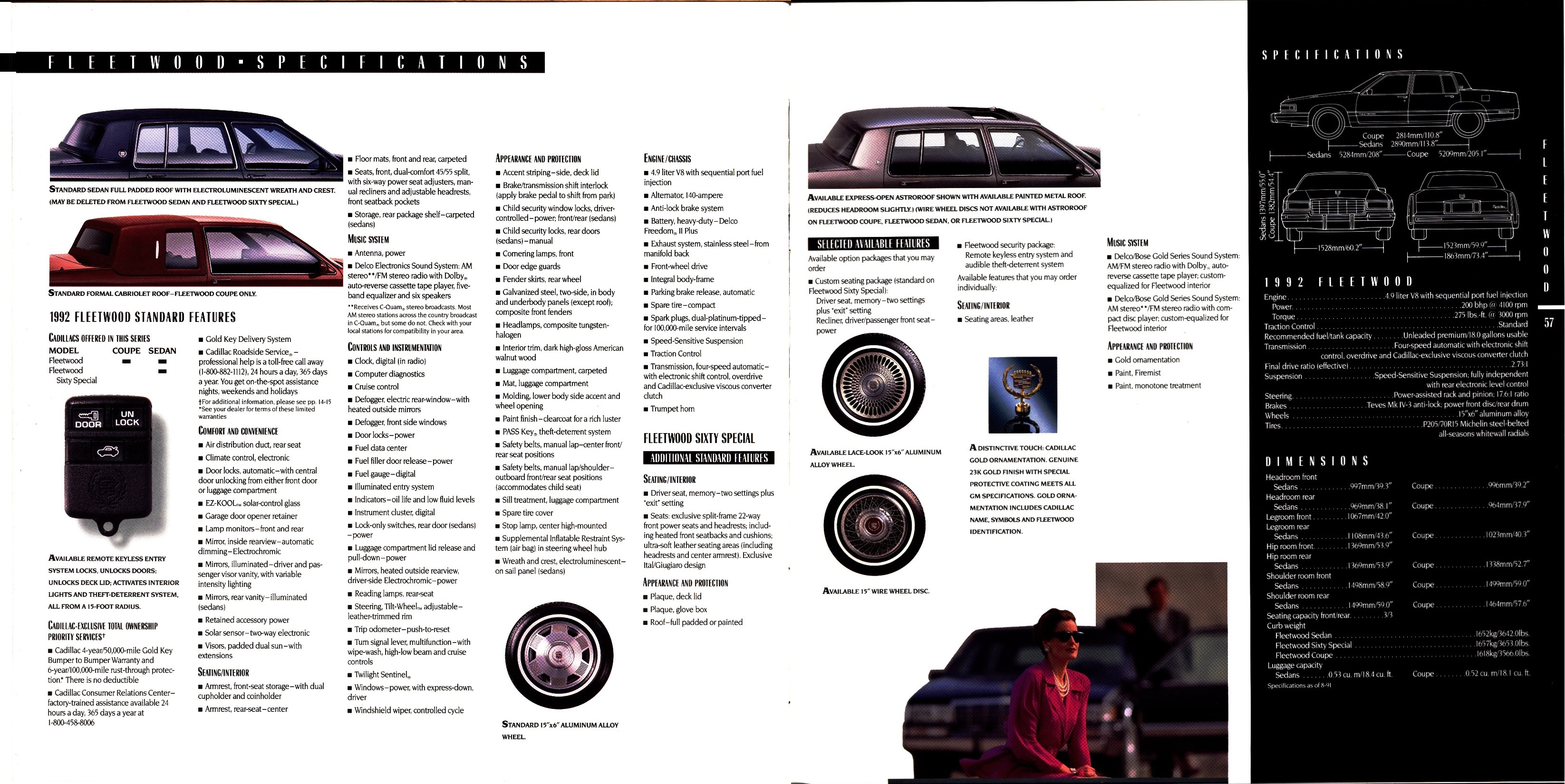 1992 Cadillac Full Line Prestige Brochure 56-57