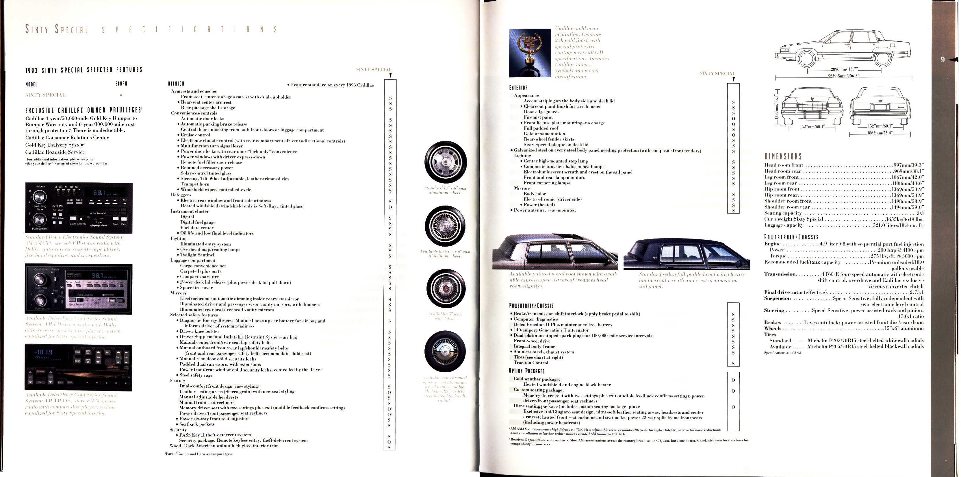 1993 Cadillac Full Line Prestige Brochure 58-59