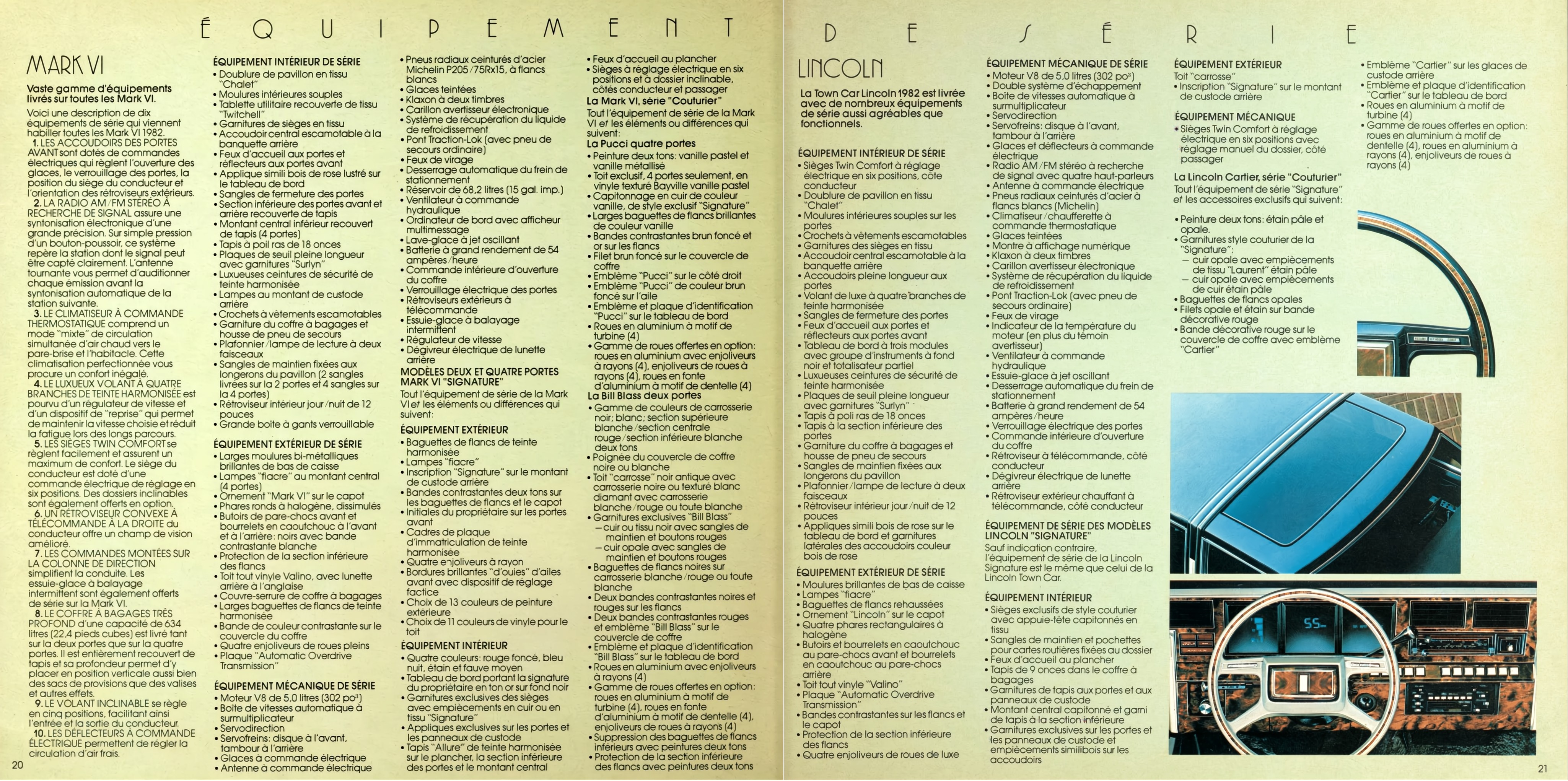 1982 Lincoln & Mark VI Brochure (Cdn-Fr) 20-21