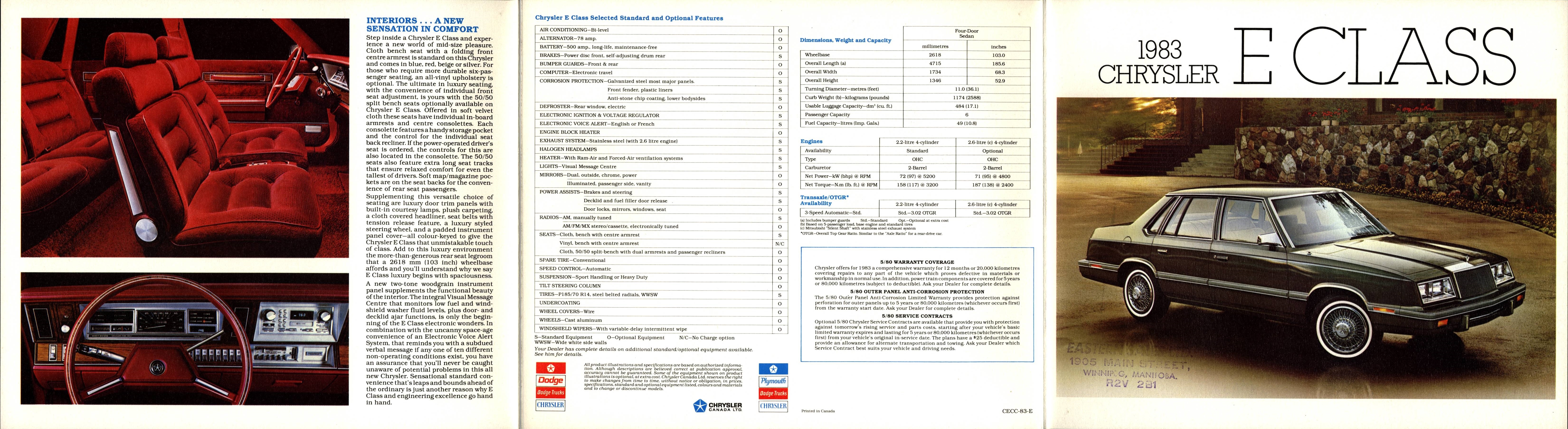 1983 Chrysler E Class Brochure Canada 05-06-01