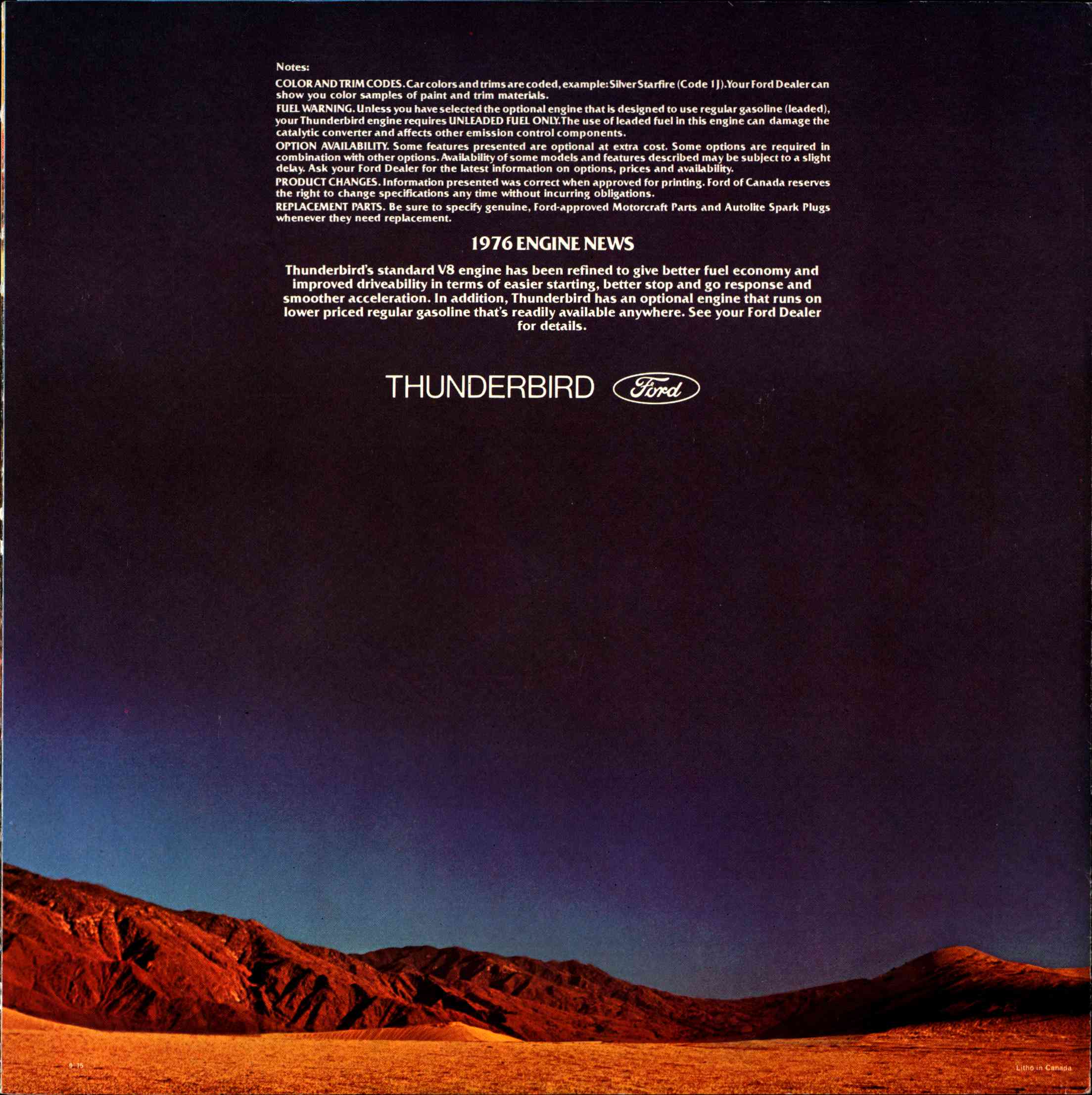 1976 Ford Thunderbird Brochure  Canada 08