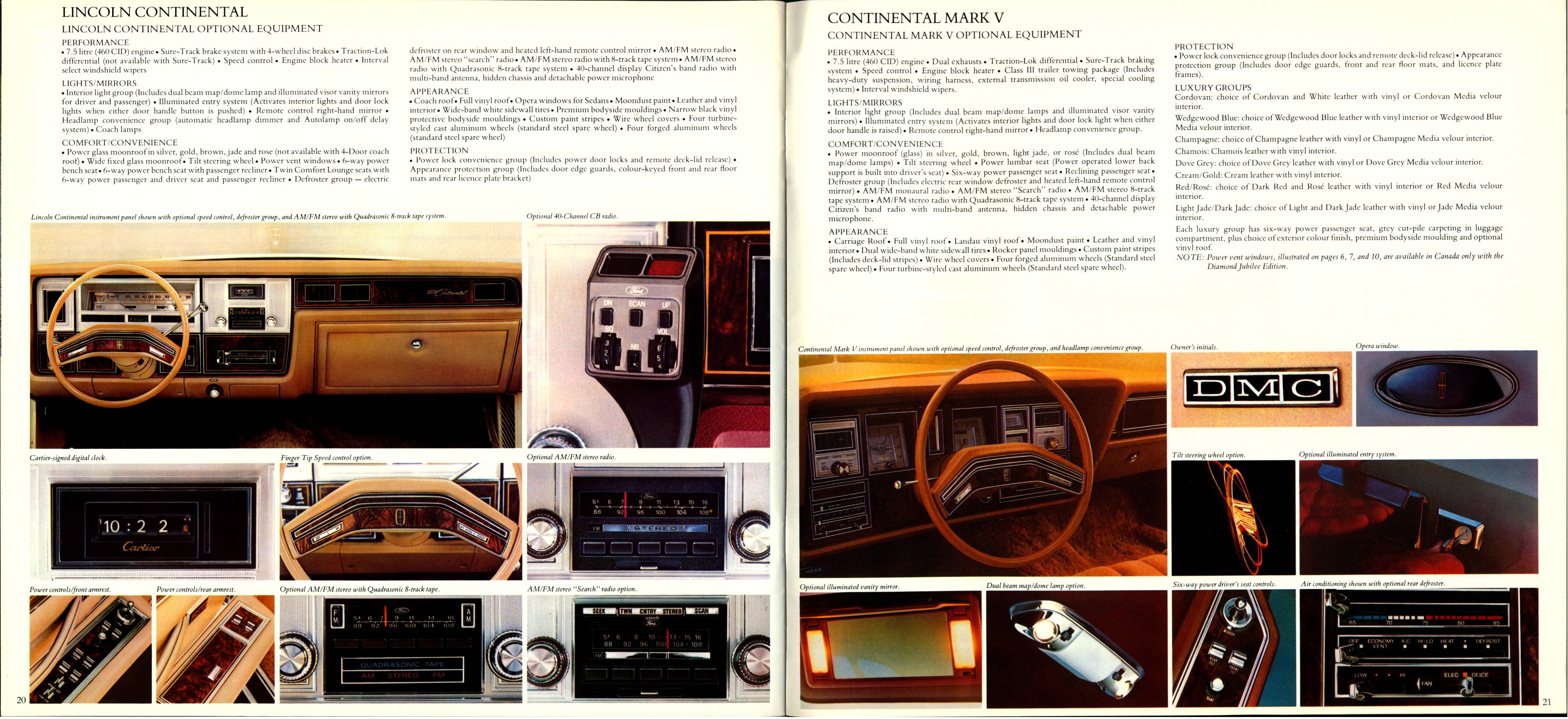 1978 Lincoln Continental & Mark V  Brochure (Cdn) 20-21