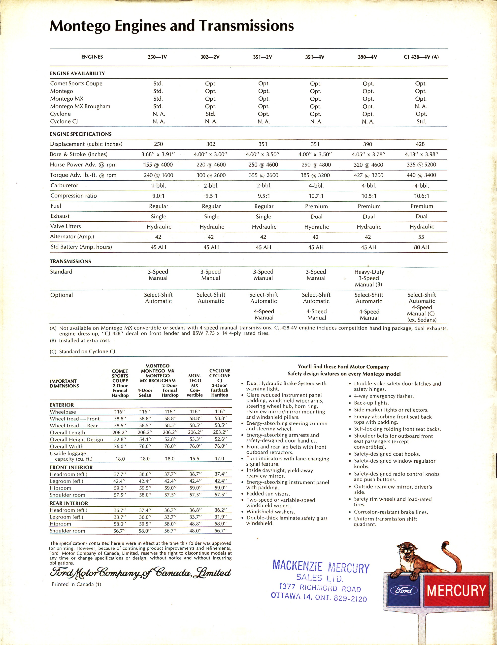 1969 Mercury Montego Brochure Canada 20