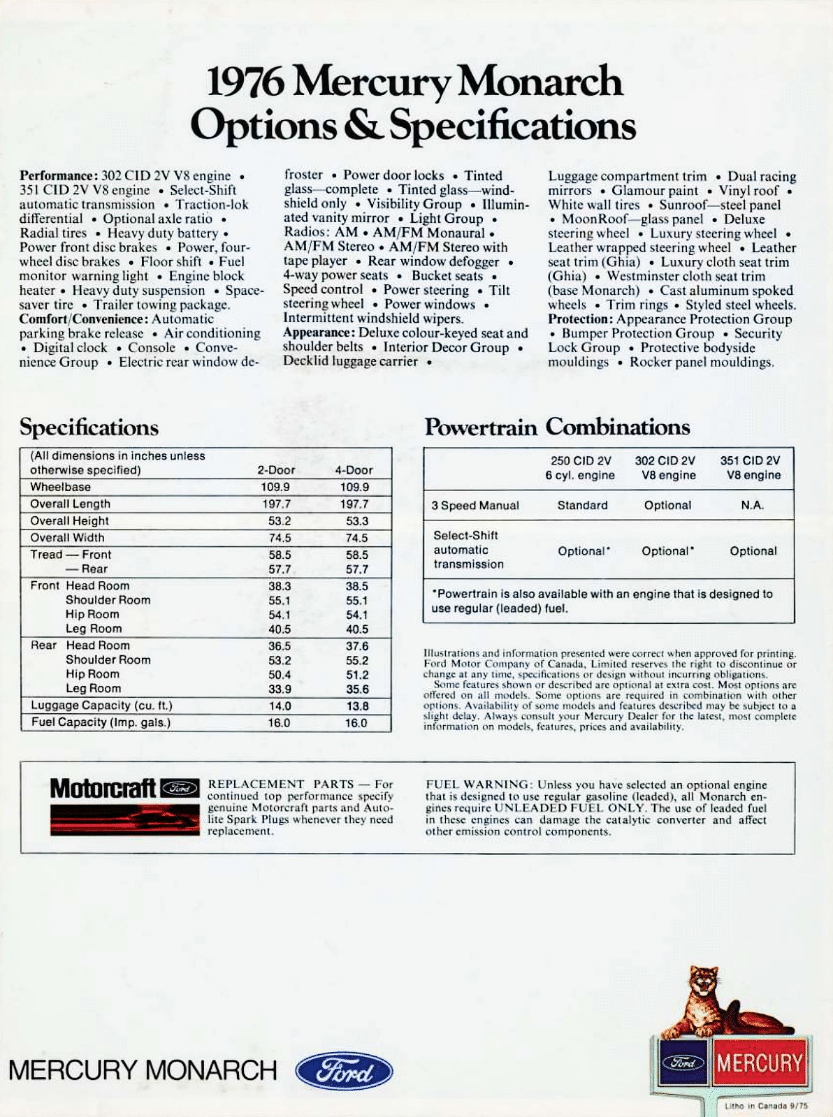 1976 Mercury Monarch Brochure (Cdn) 06