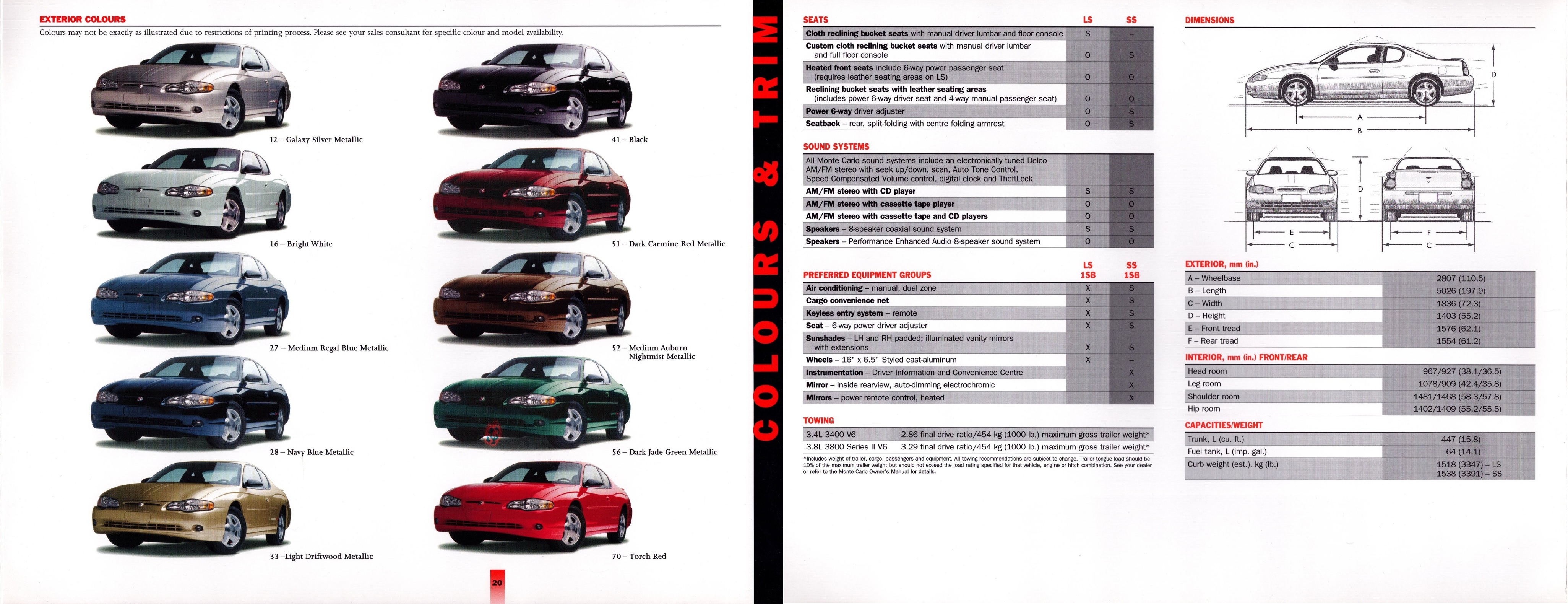 2000 Chevrolet Monte Carlo Brochure (Cdn) 20-21