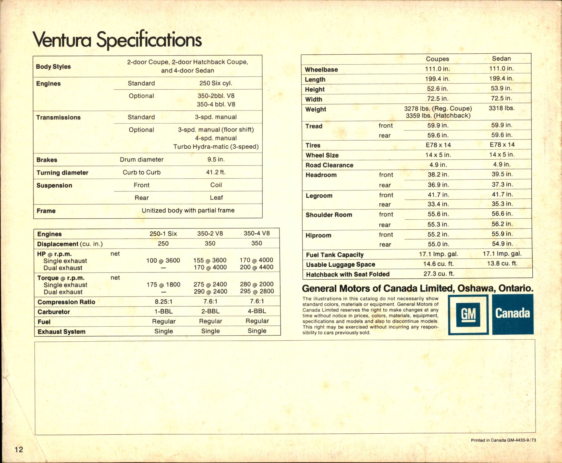 1974 Pontiac Ventura & GTO Brochure (Cdn) 12