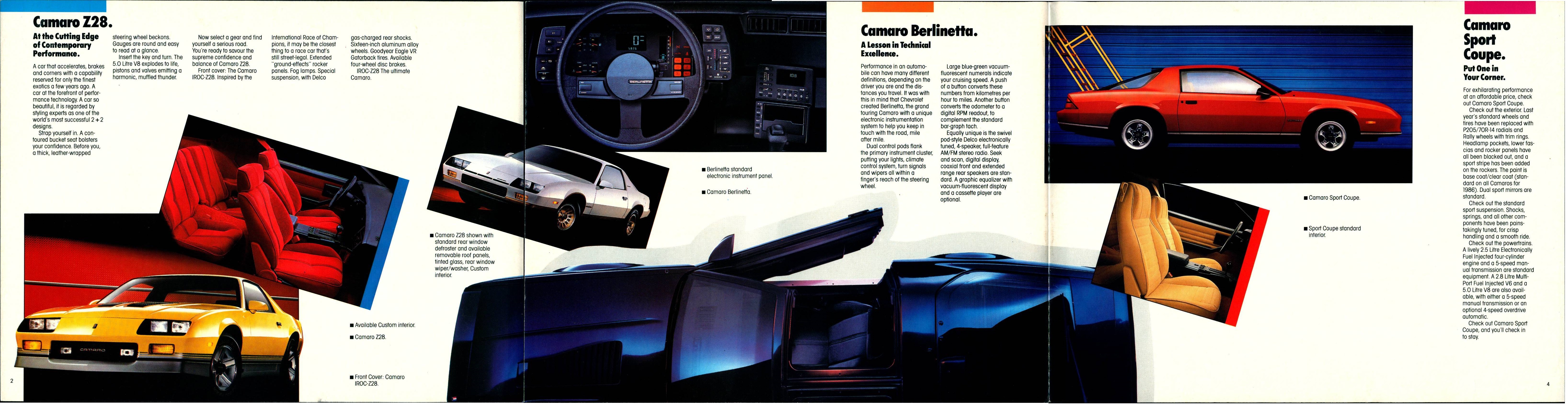 1986 Chevrolet Camaro Brochure Canada 02-03-04