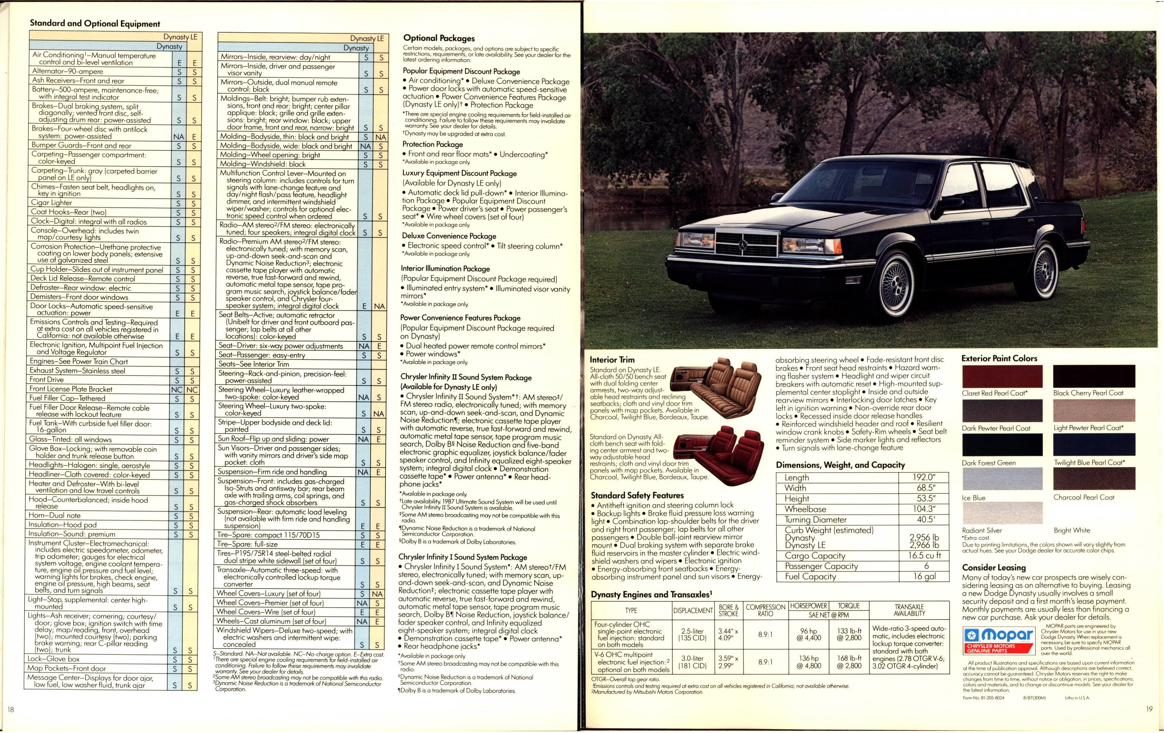 1988 Dodge Dynasty Brochure 18-19