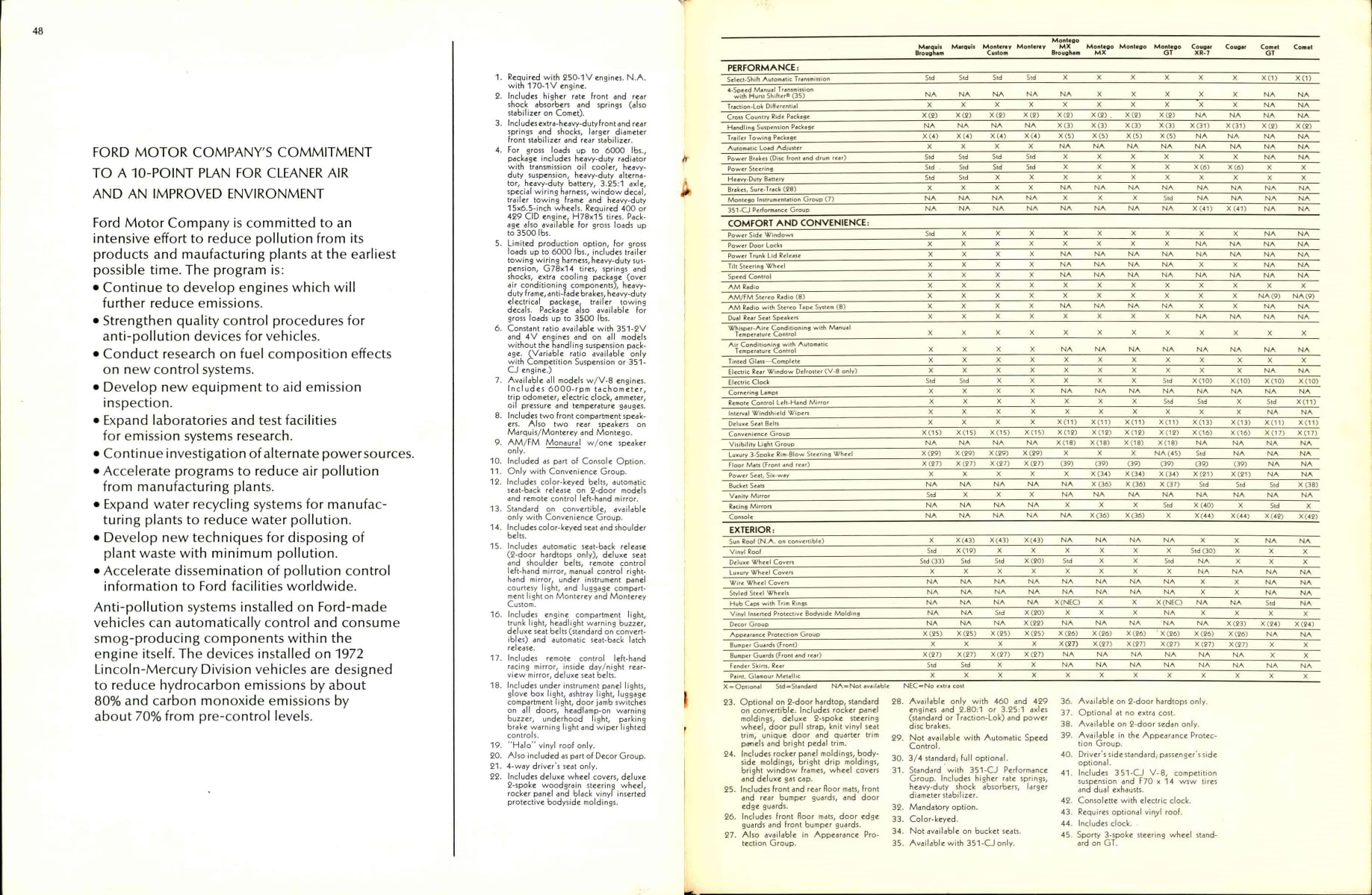 1972 Mercury Full Line Prestige Brochure 48-49