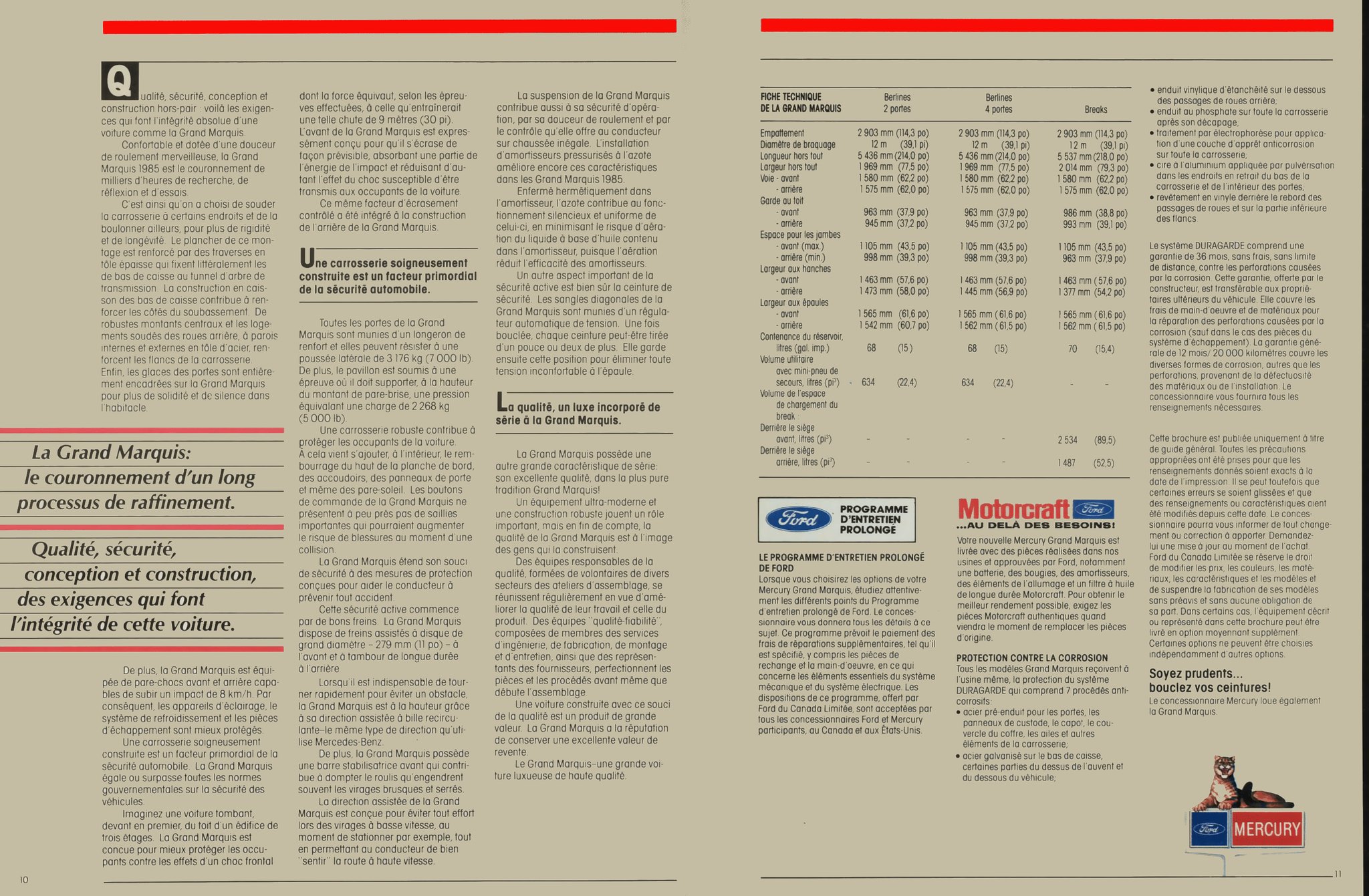 1985 Mercury Grand Marquis Brochure (Cdn-Fr) 10-11