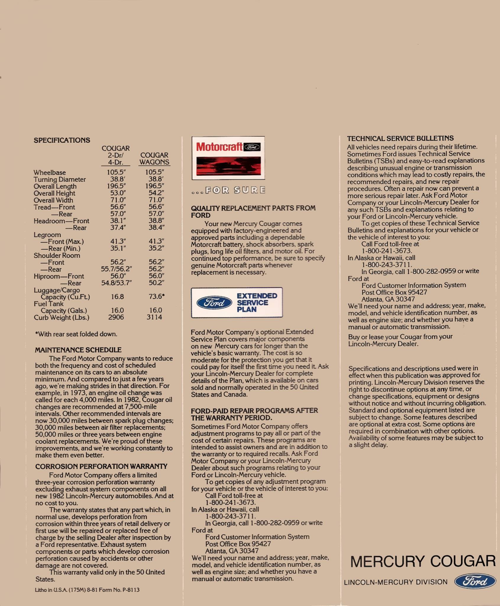 1982 Mercury Cougar Brochure 14