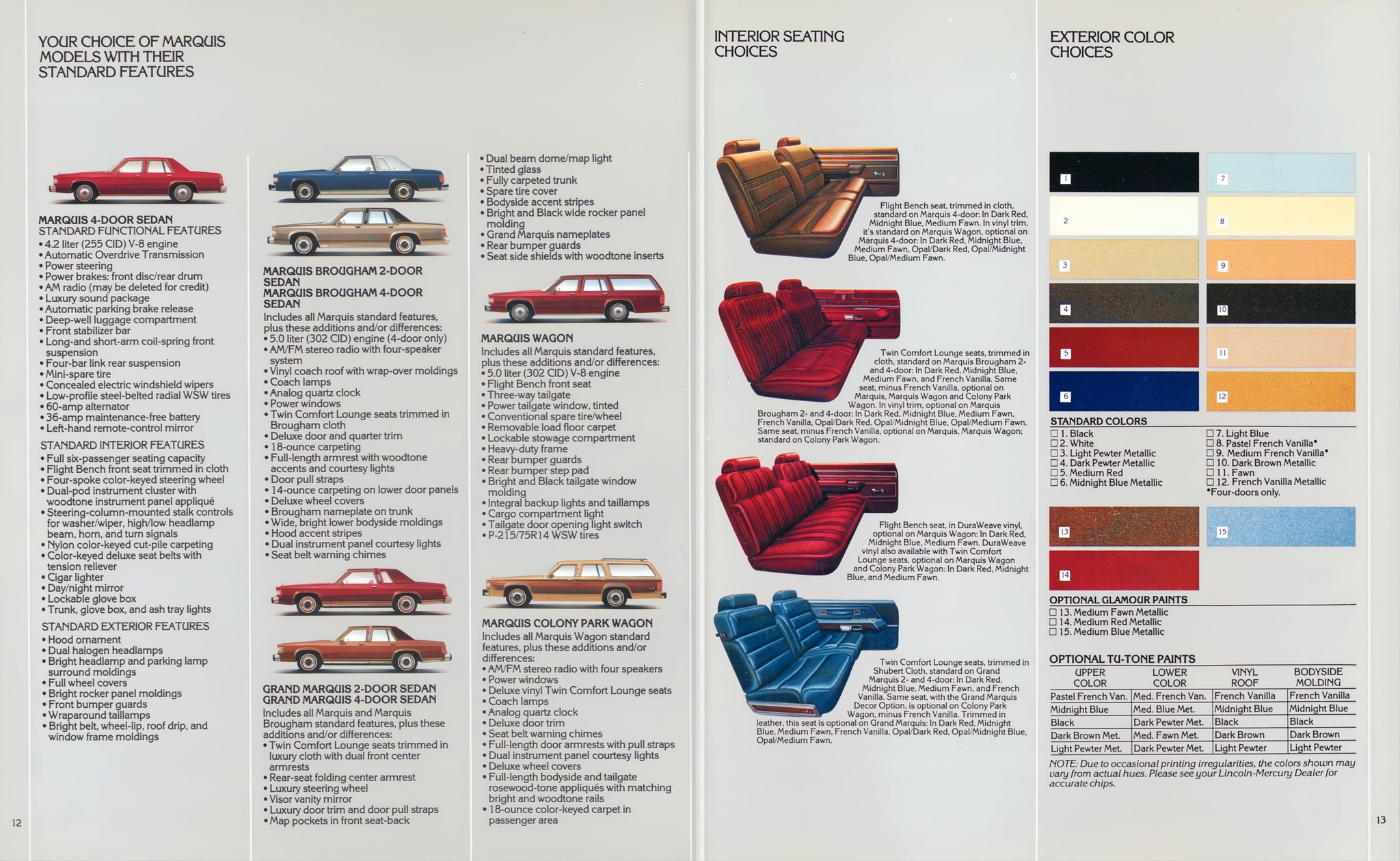 1982 Mercury Marquis Brochure 12-13