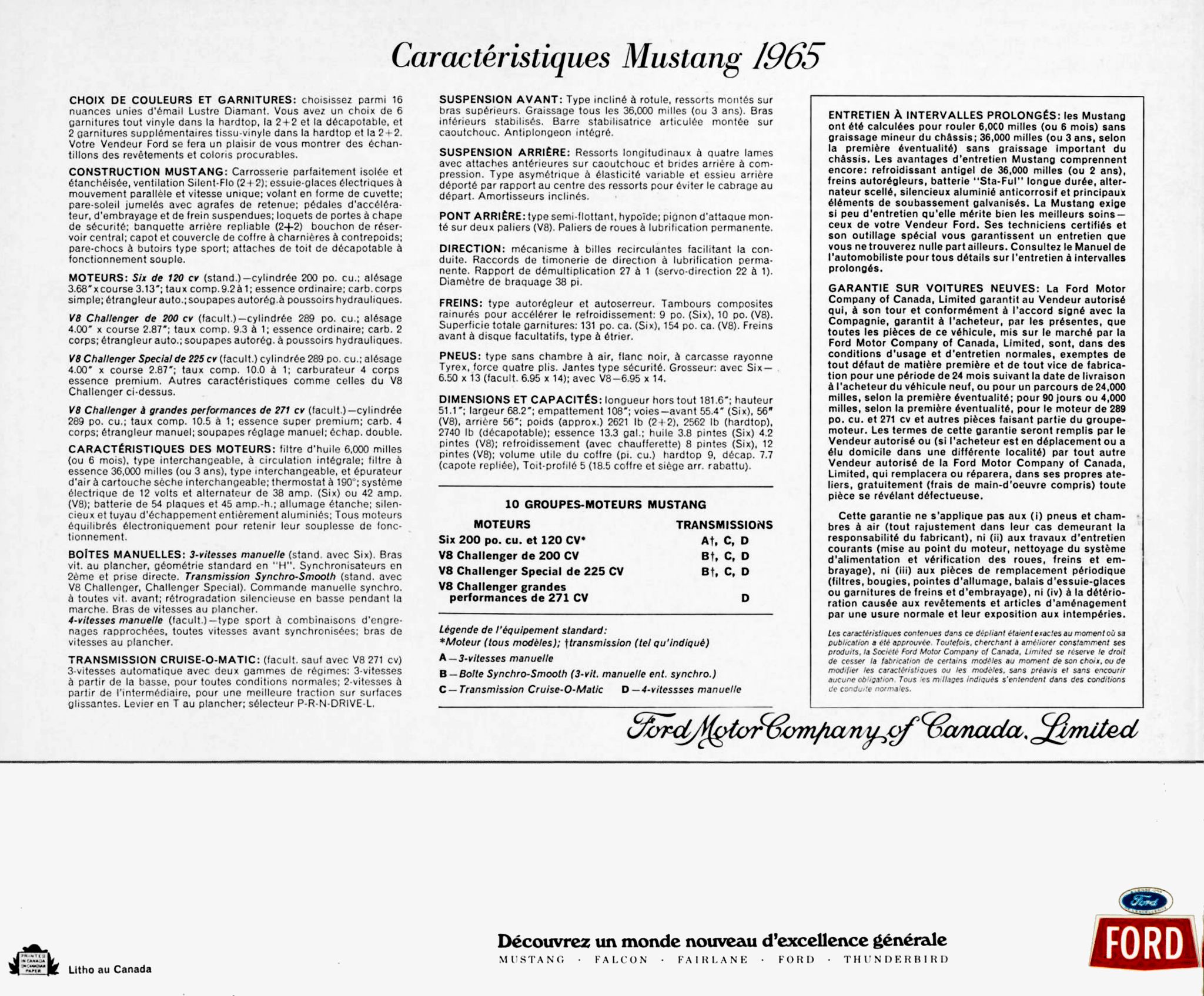 1965 Ford Mustang Brochure (Cdn-Fr) 12