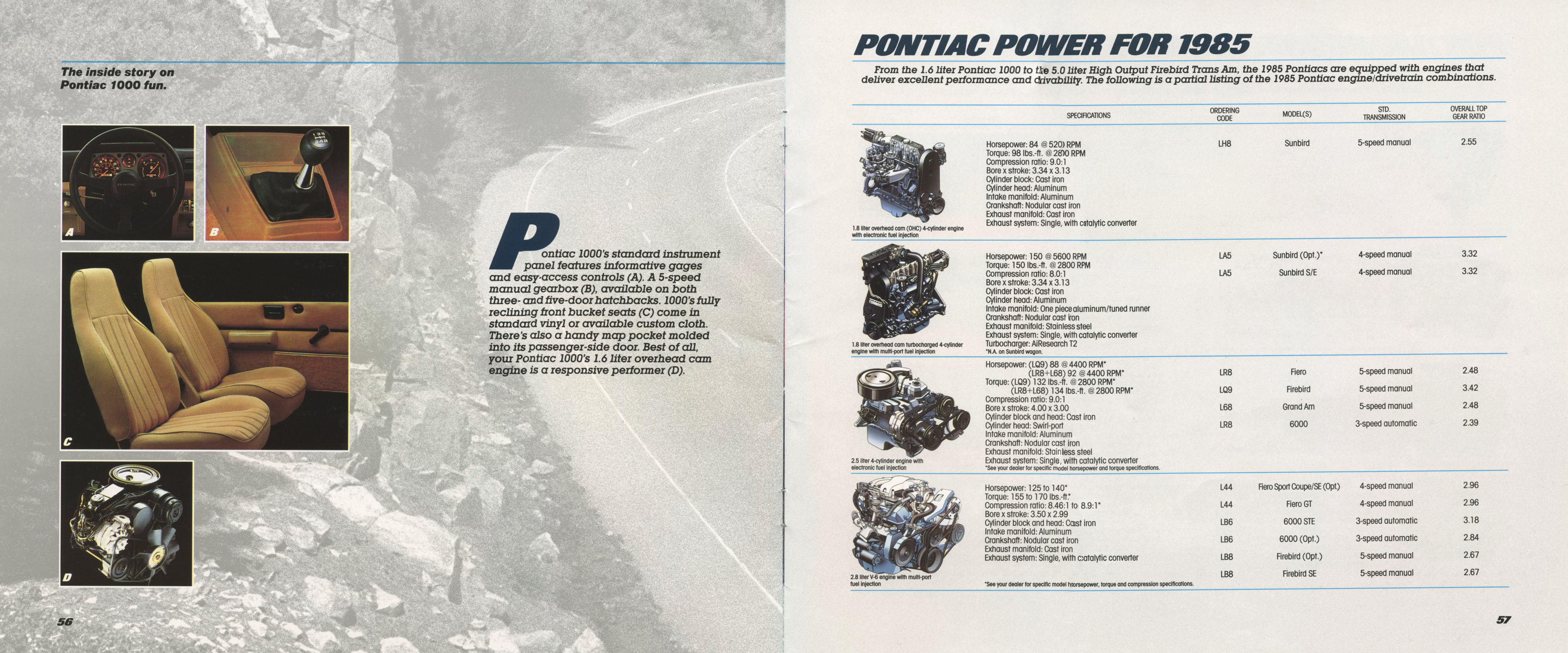 1985 Pontiac Full Line Prestige-56-57
