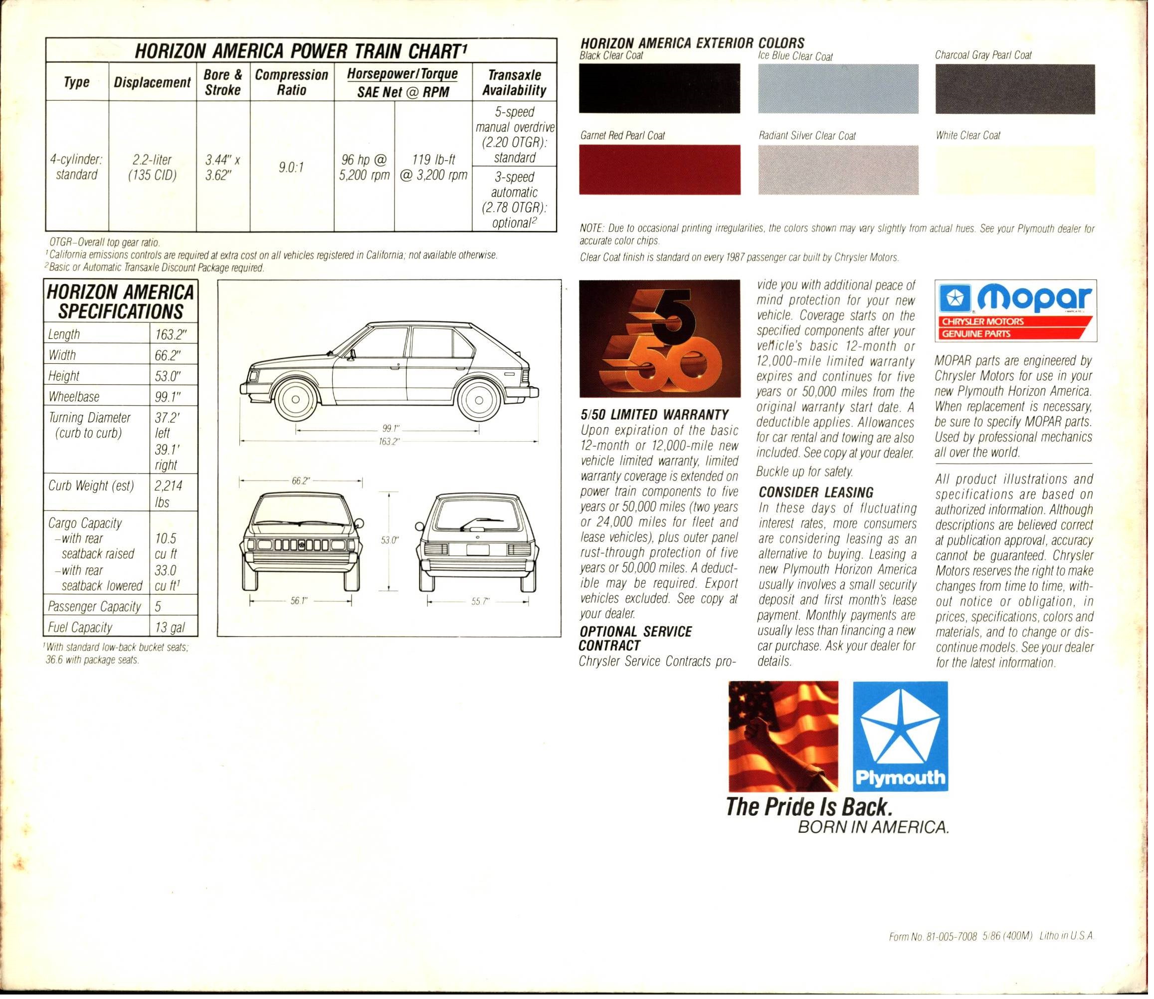 1987 Plymouth Horizon America Brochure 06