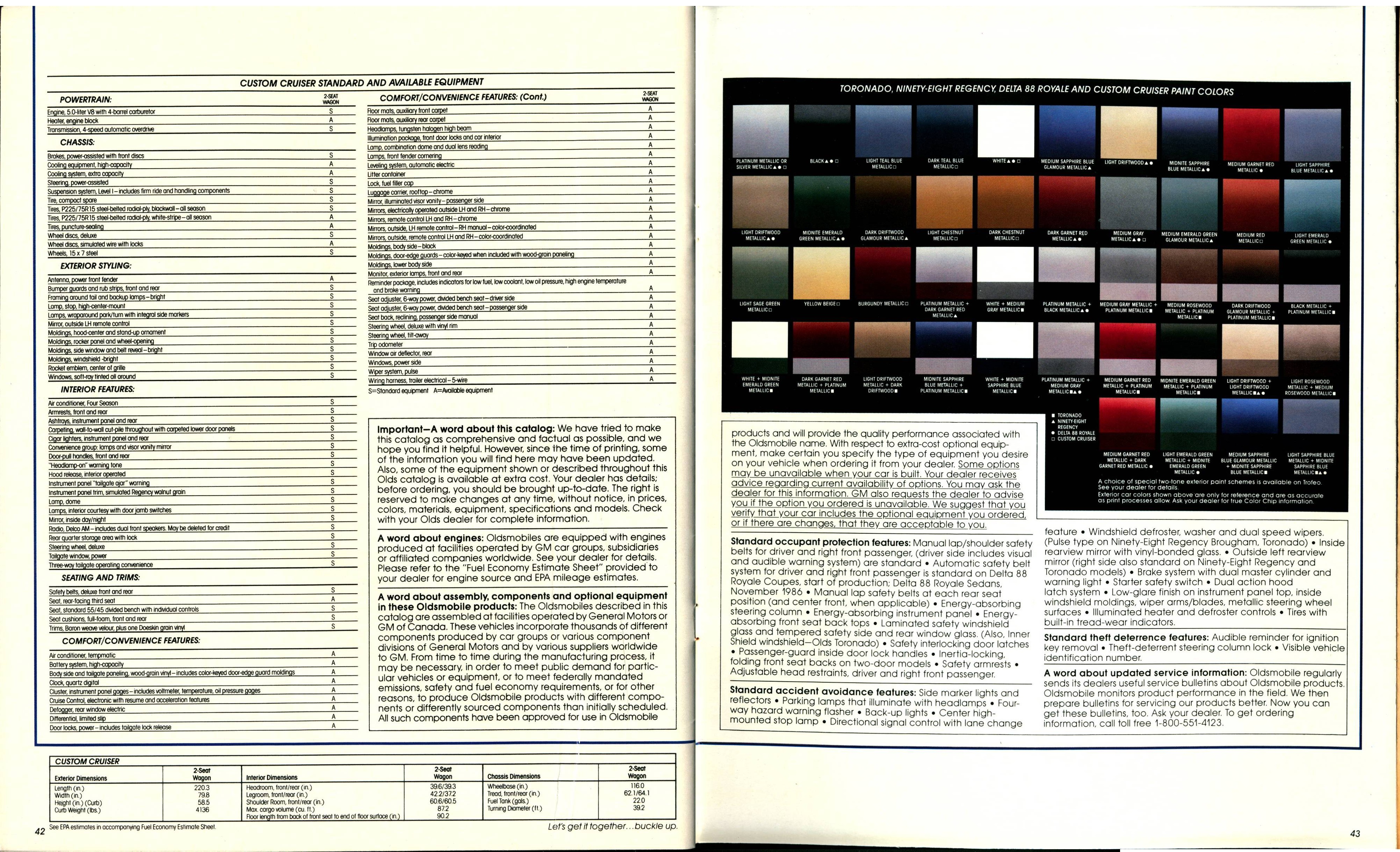 1987 Oldsmobile Full Size Brochure 42-43