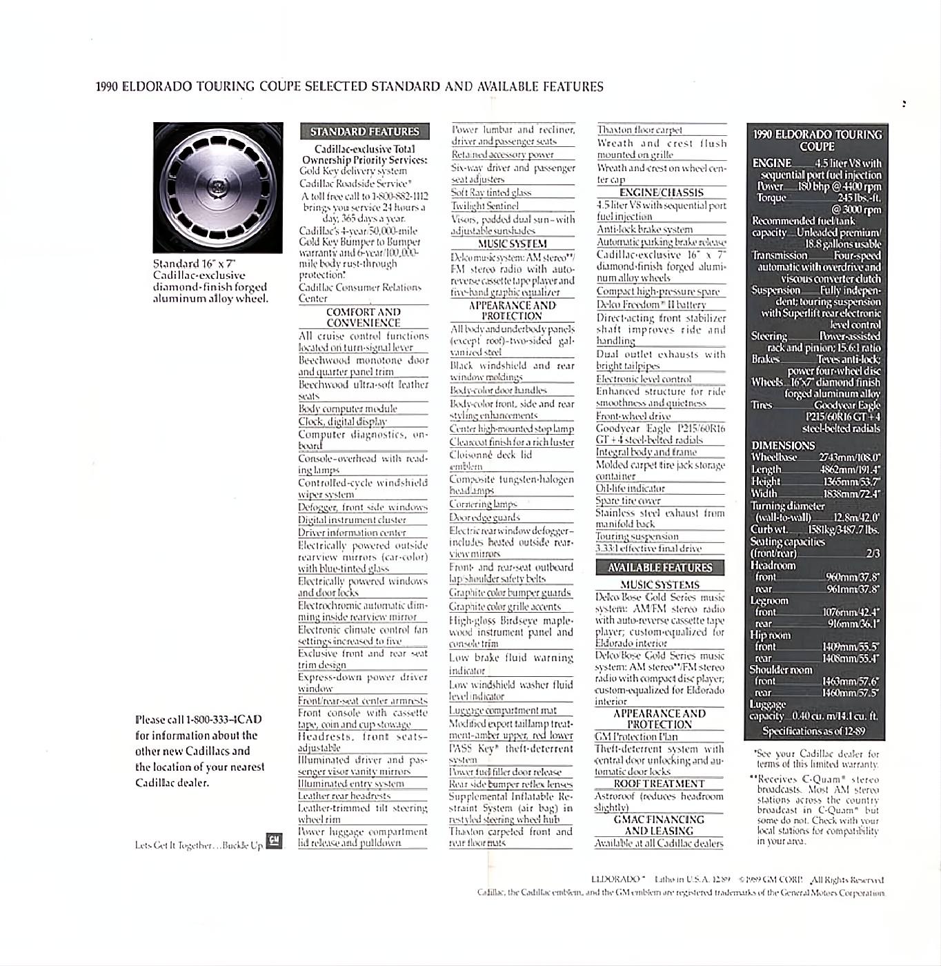 1990 Cadillac Eldorado Touring Coupe Brochure 08