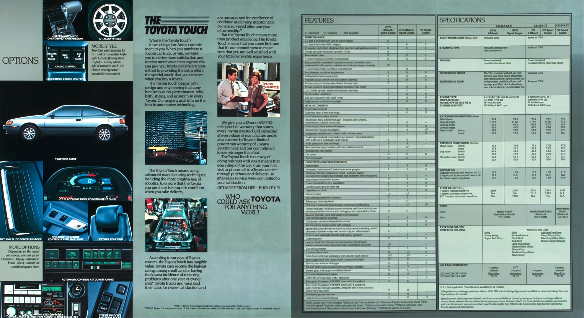 1986 Toyota Celica Brochure 18-19
