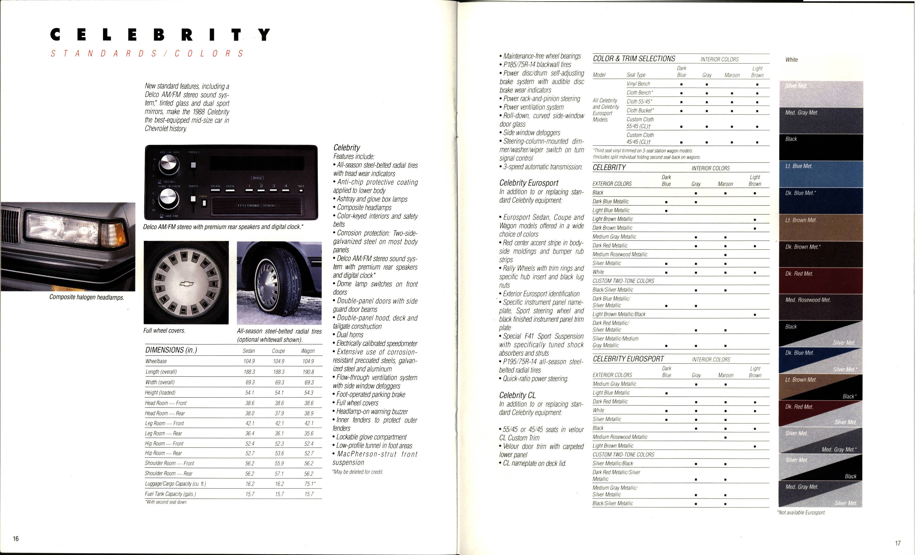 1988 Chevrolet Celebrity Brochure 16-17