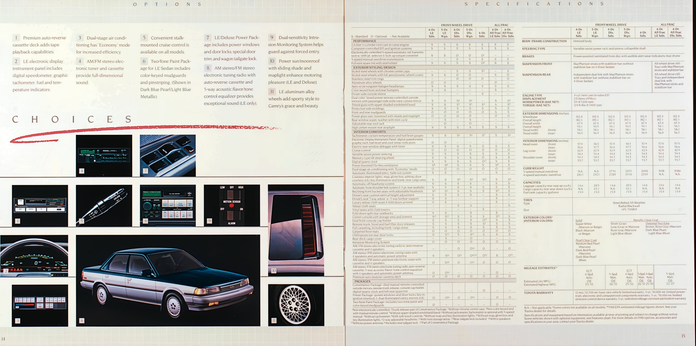 1988 Toyota Camry Brochure 14-15