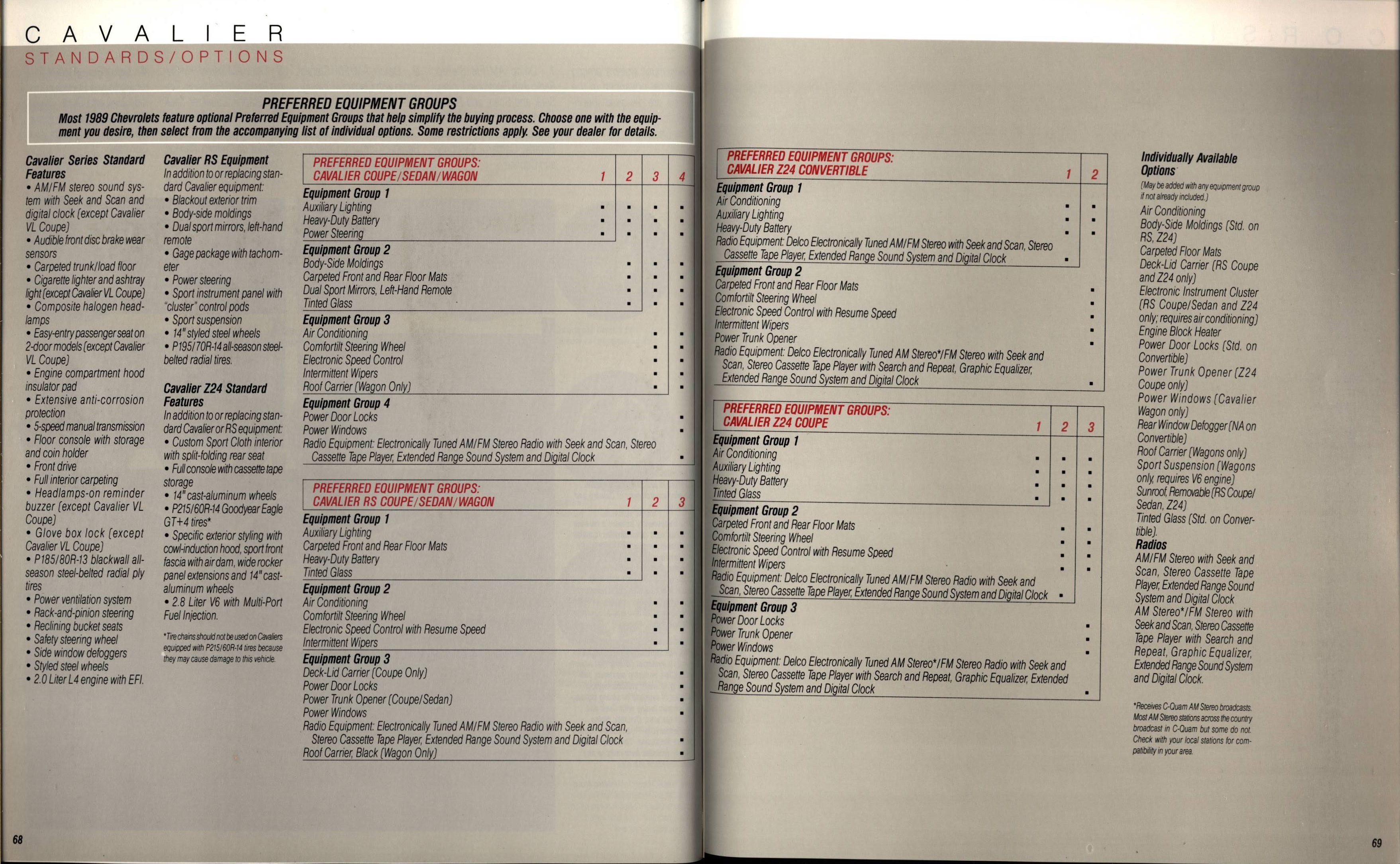 1989 Chevrolet Cars Full Line Brochure 68-69