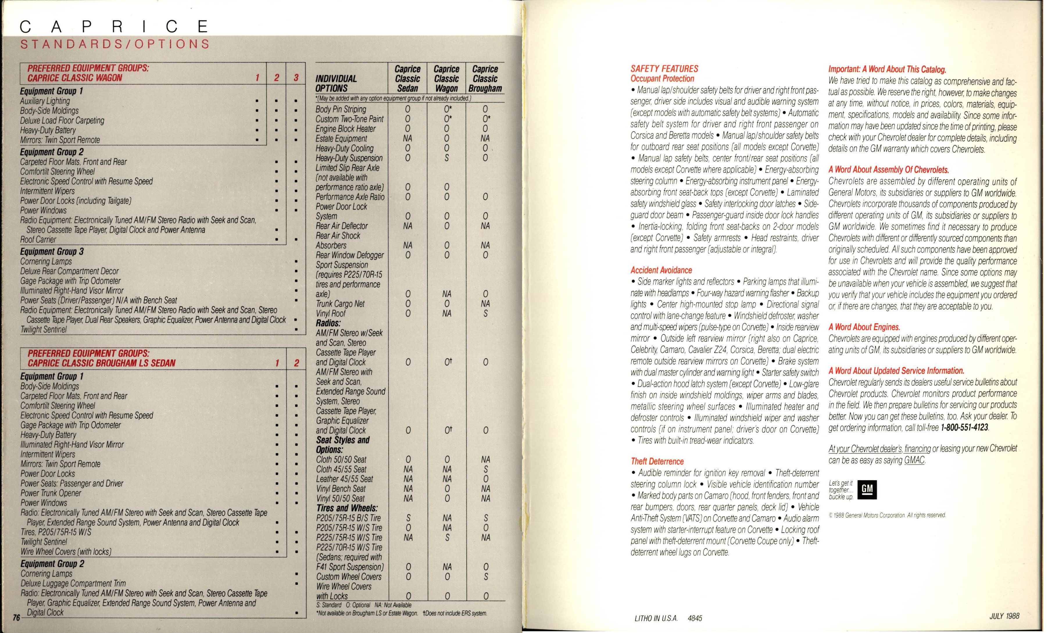 1989 Chevrolet Cars Full Line Brochure 76-77