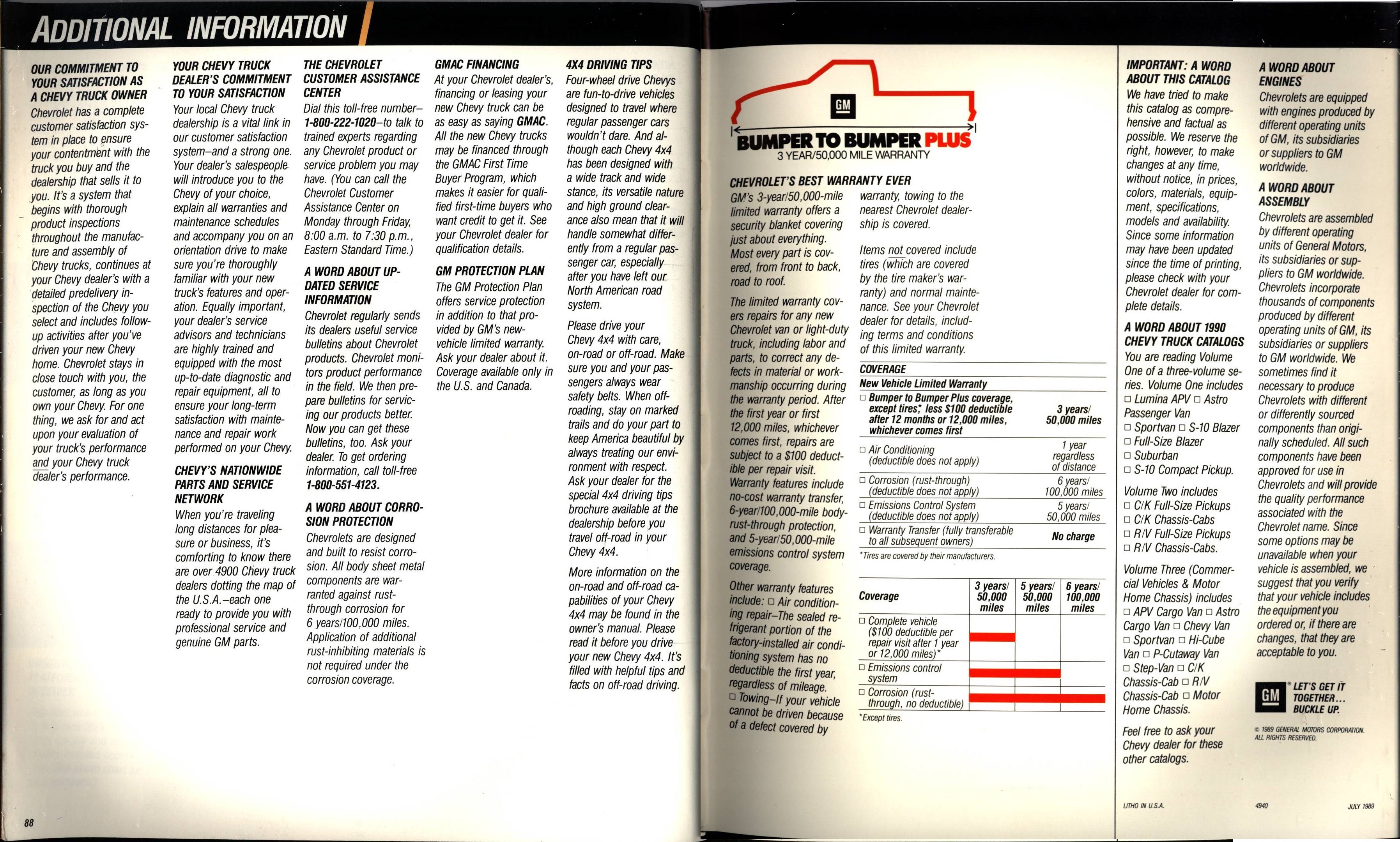 1990 Chevrolet Trucks Brochure Vol. 1 88-89