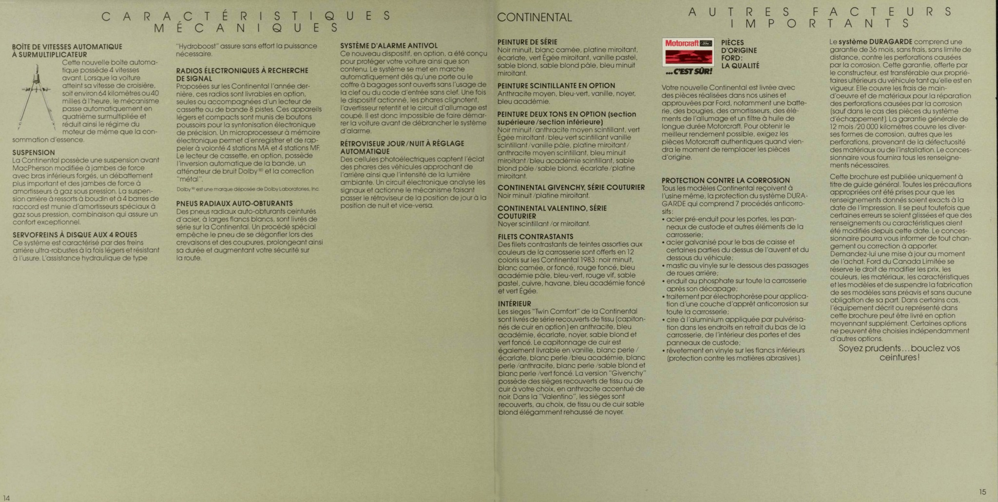 1983 Lincoln Continental Brochure (Cdn-Fr) 14-15