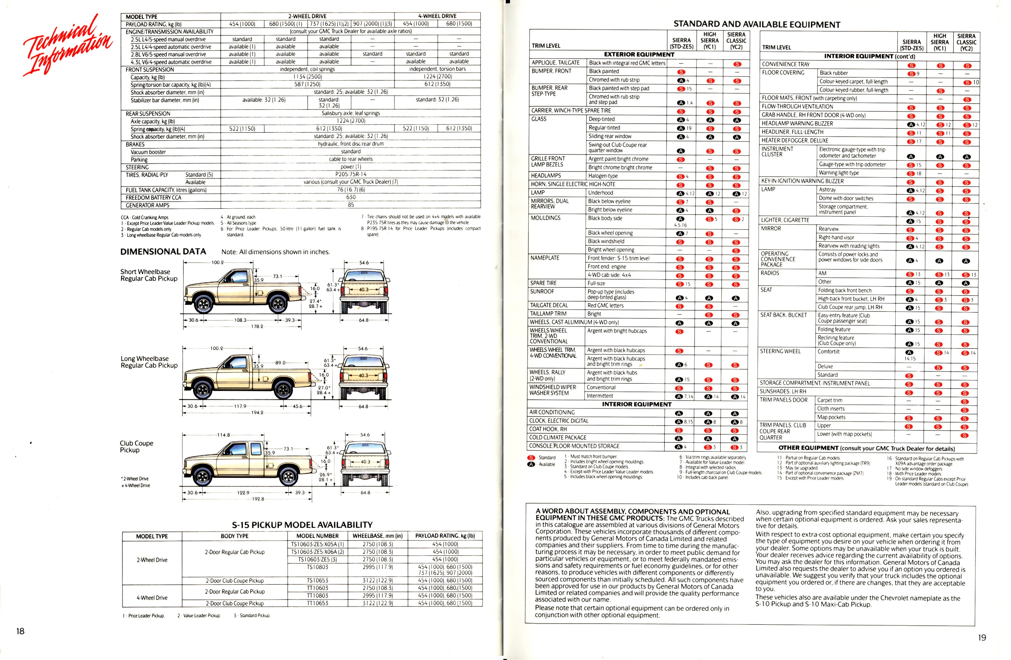 1989 GMC S-15 Pickups Brochure (Cdn) 18-19