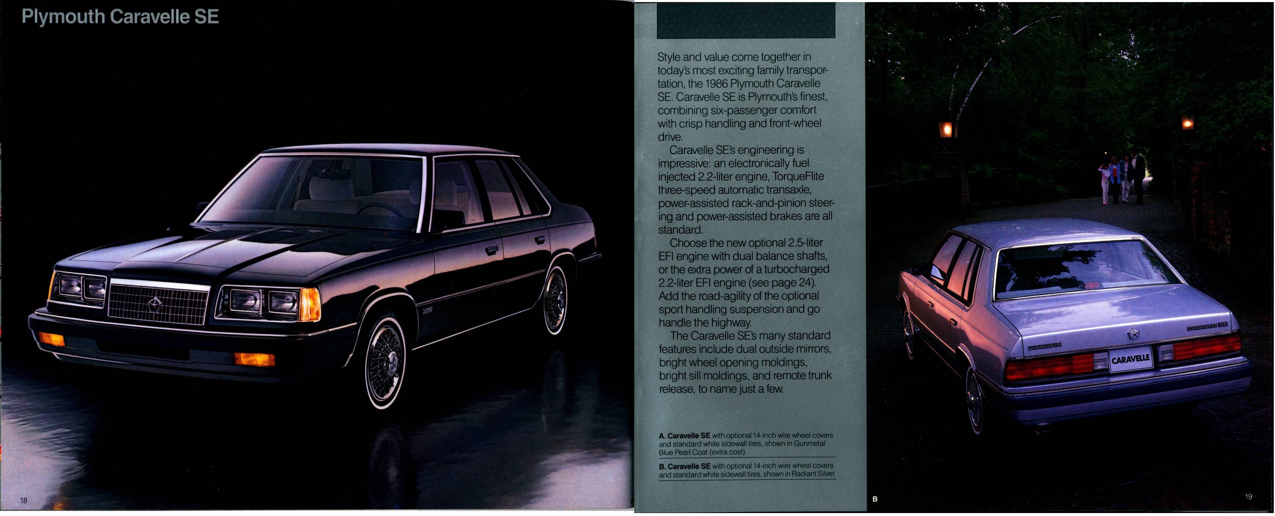 1986 Plymouth Full Line Prestige Brochure 18-19