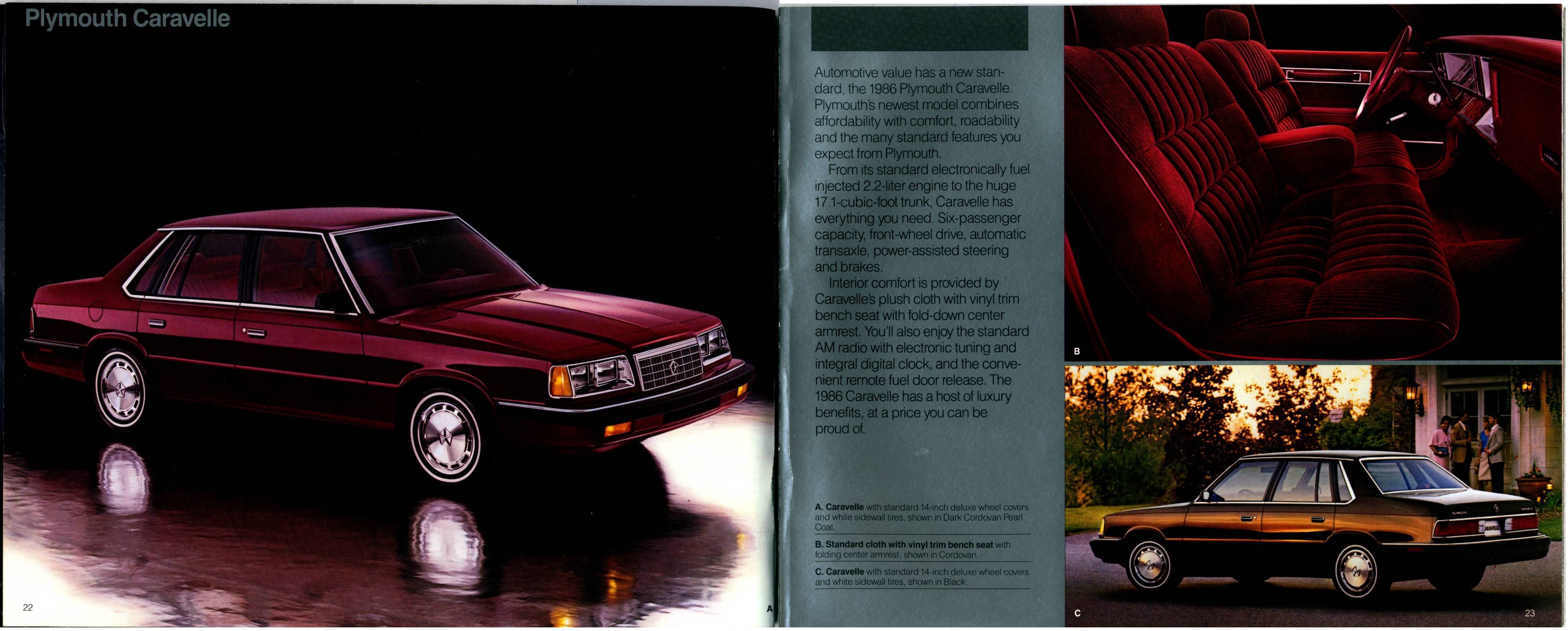 1986 Plymouth Full Line Prestige Brochure 22-23