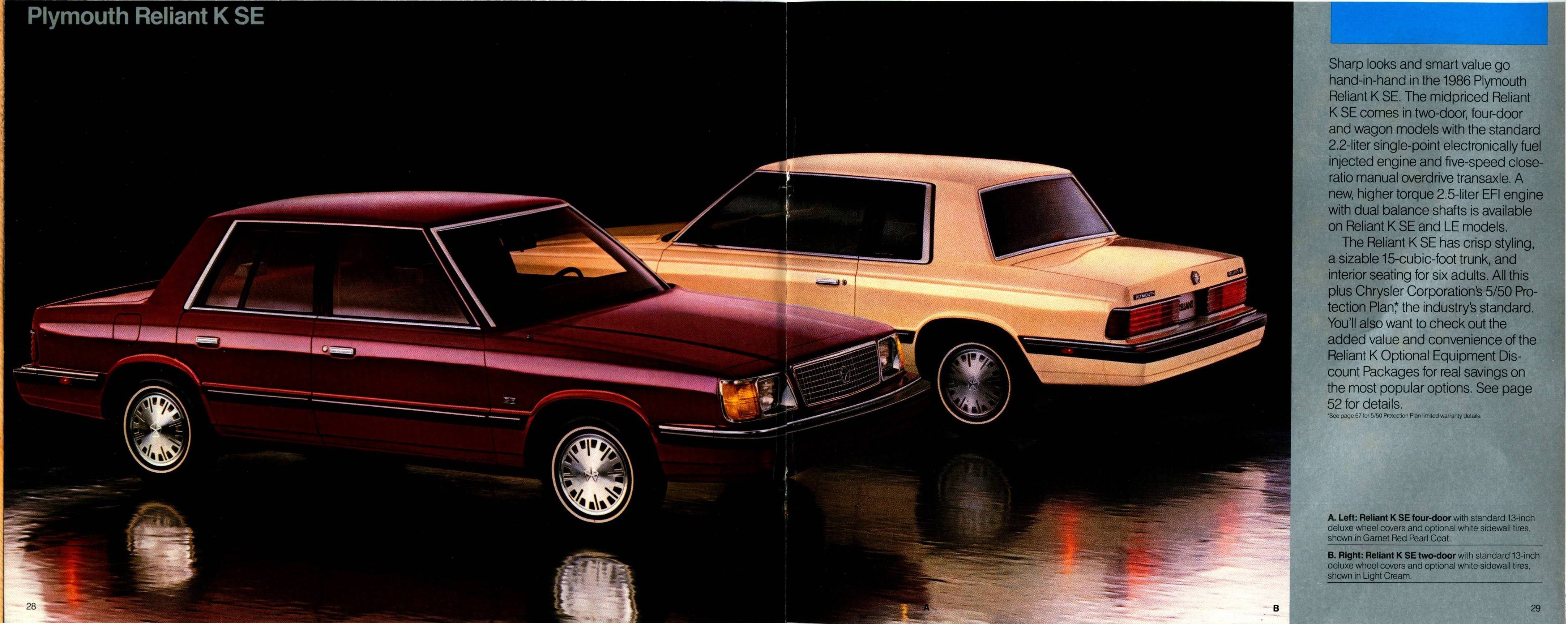 1986 Plymouth Full Line Prestige Brochure 28-29