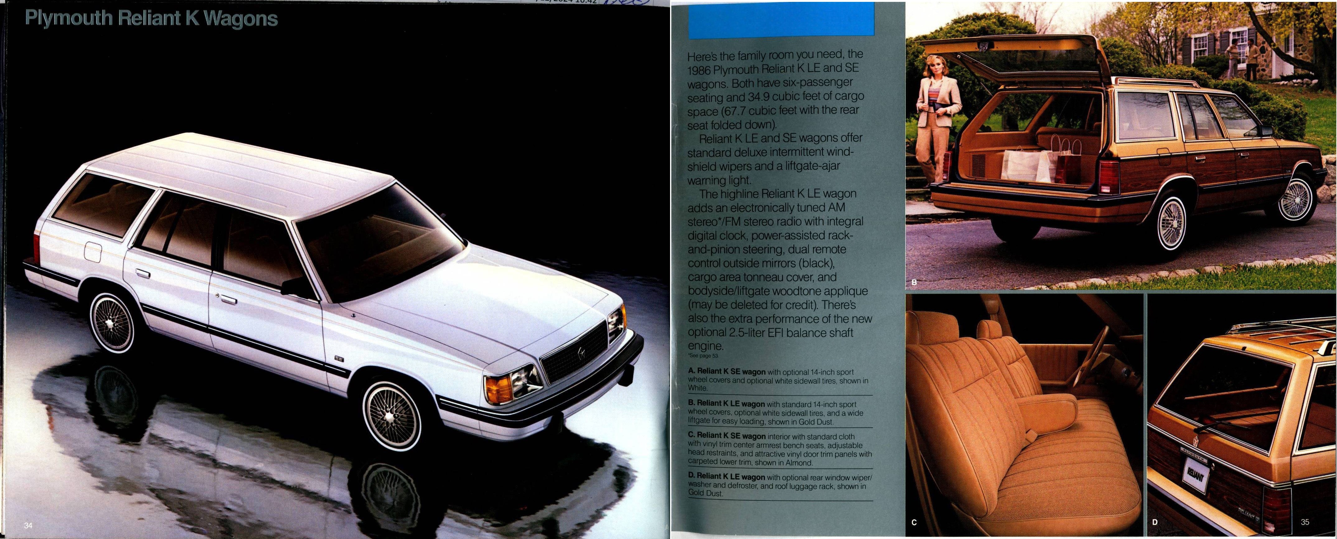 1986 Plymouth Full Line Prestige Brochure 34-35