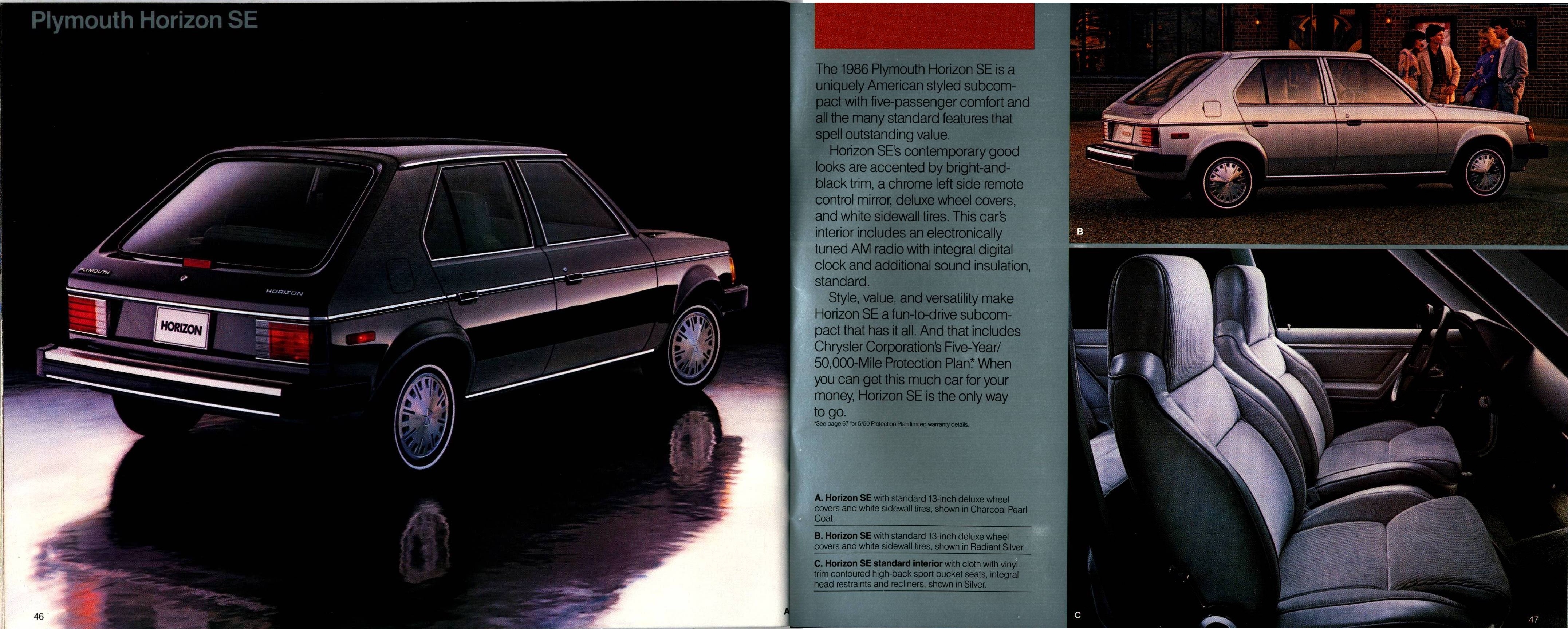 1986 Plymouth Full Line Prestige Brochure 46-47