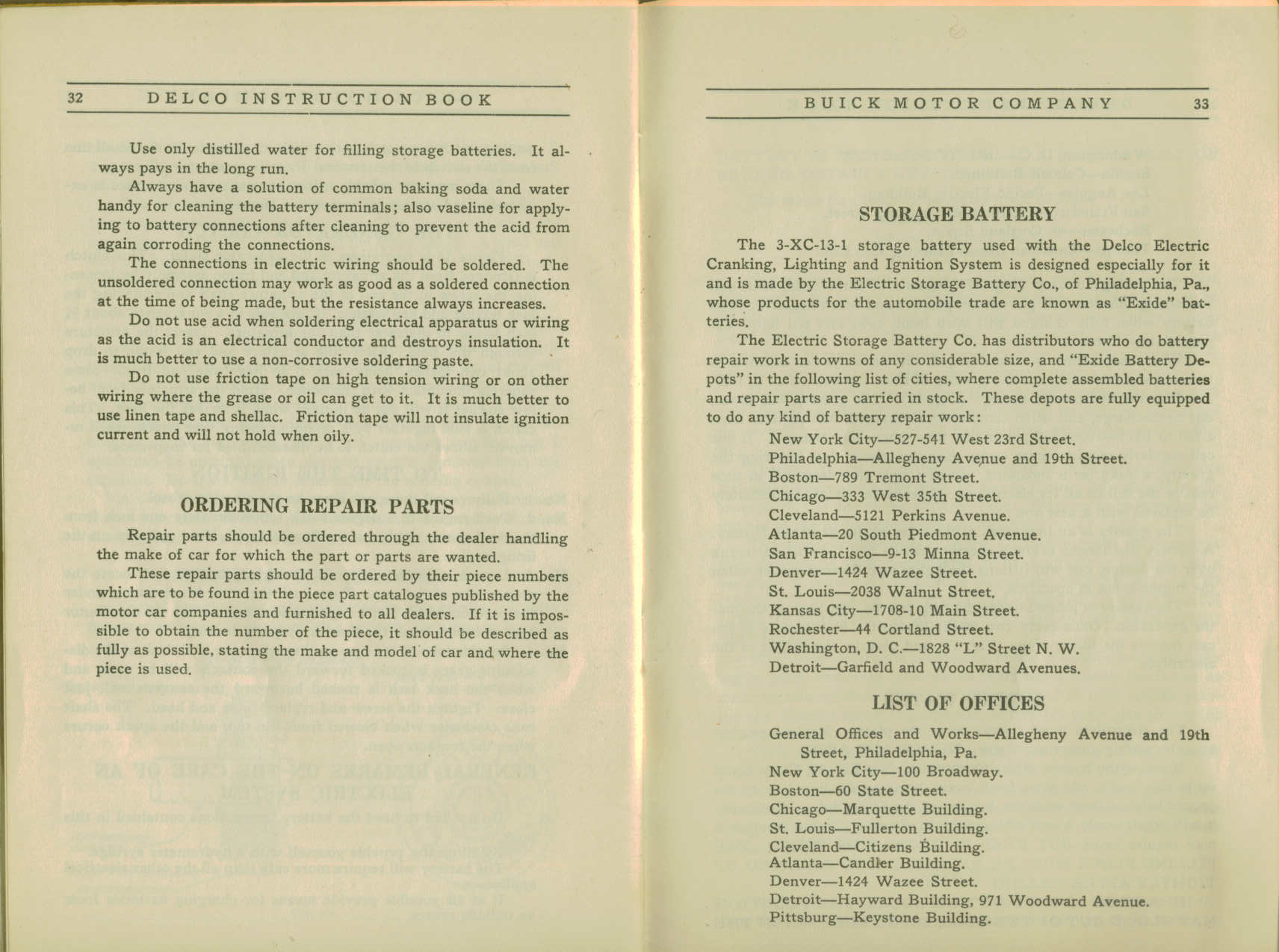 1916 Buick Delco Instruction Book-32-33