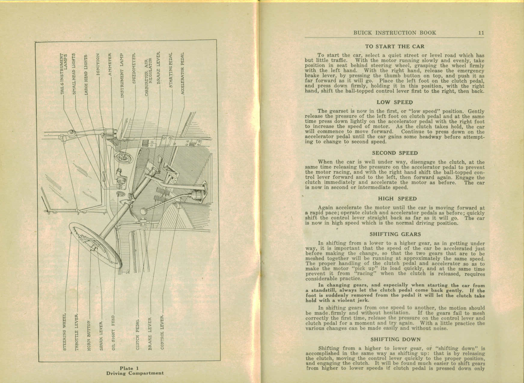 1916 Buick D-44  D-45 Instruction Book-10-11